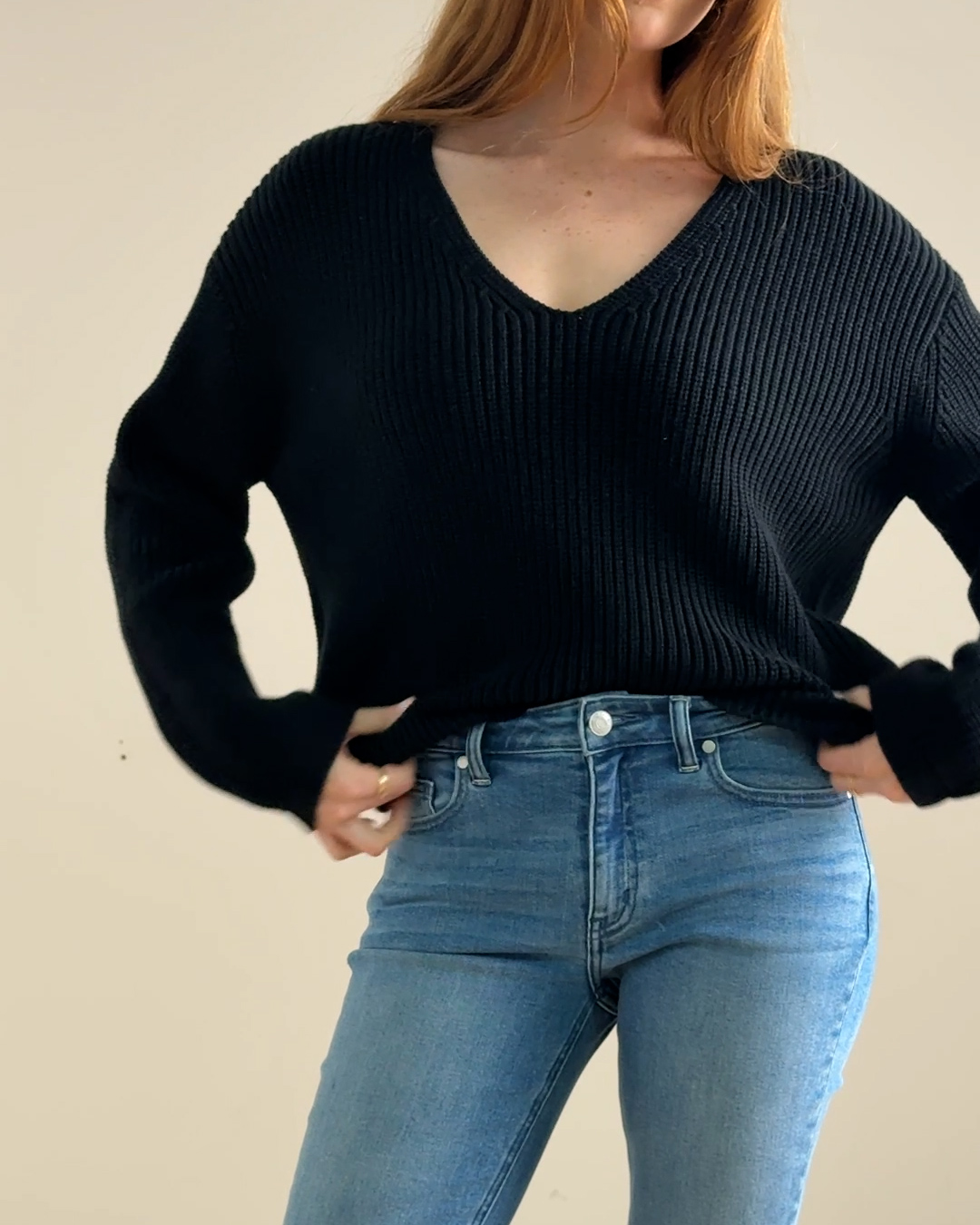 100% Organic Cotton Fisherman V-Neck Sweater
