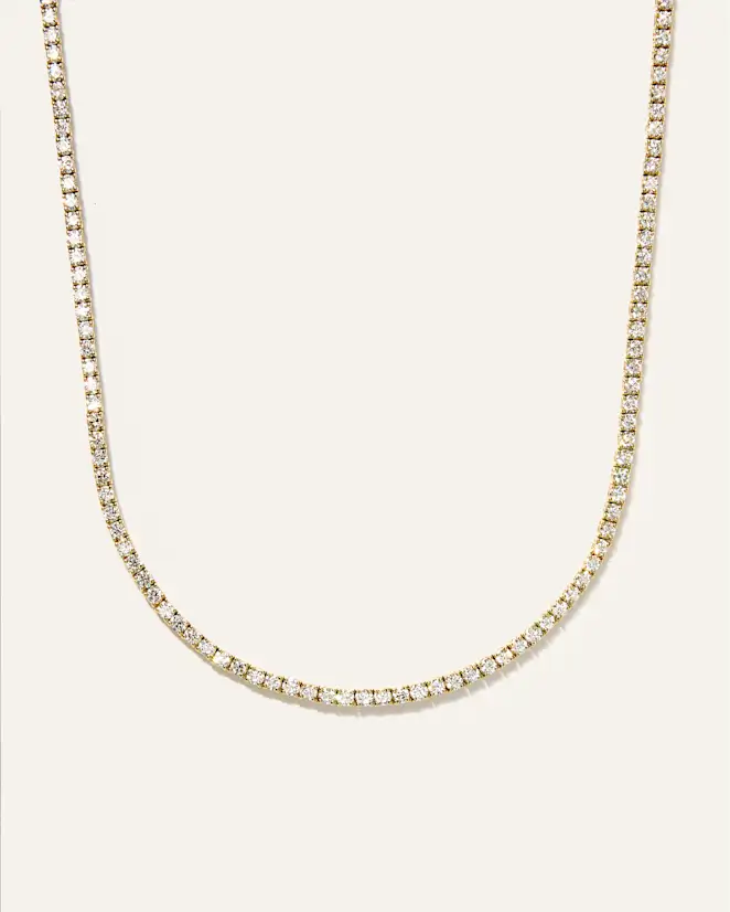 Yellow Gold 14K Gold Lab Grown Diamond Tennis Necklace - 5ctw