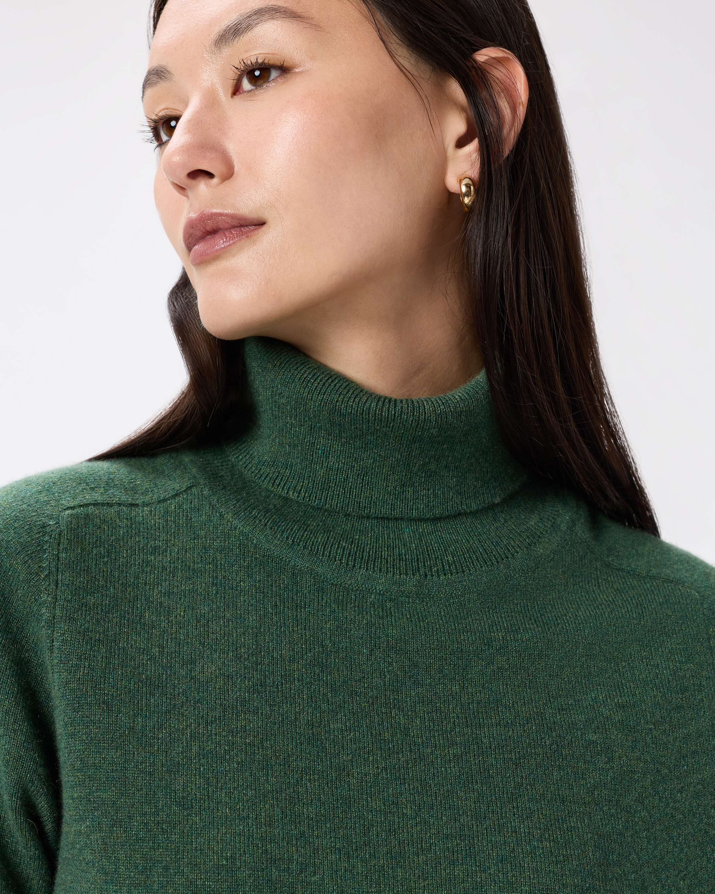Cashmere Turtleneck Sweater in Forest Floor Green