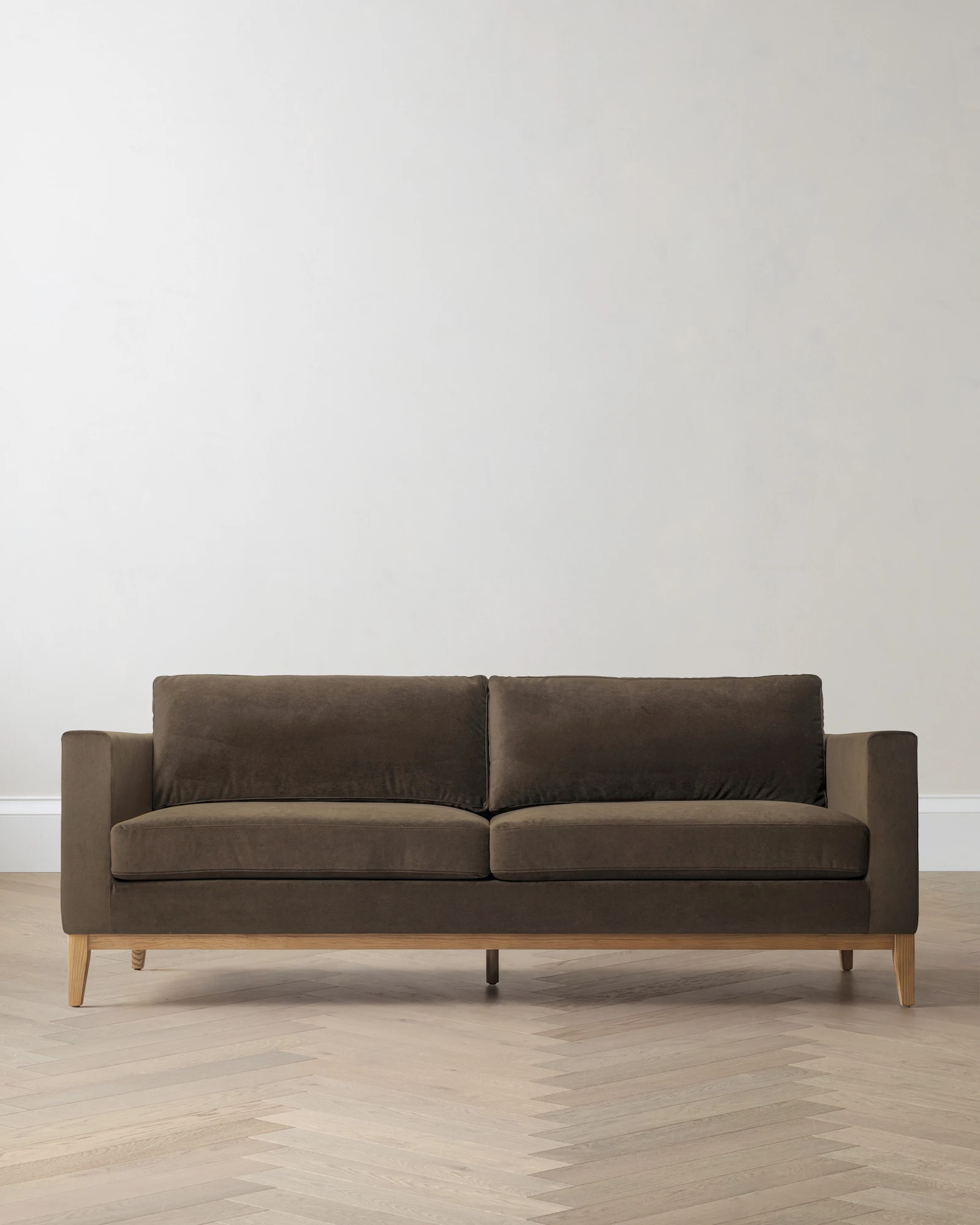 Performance Velvet Sofa with Solid Oak Base in Java