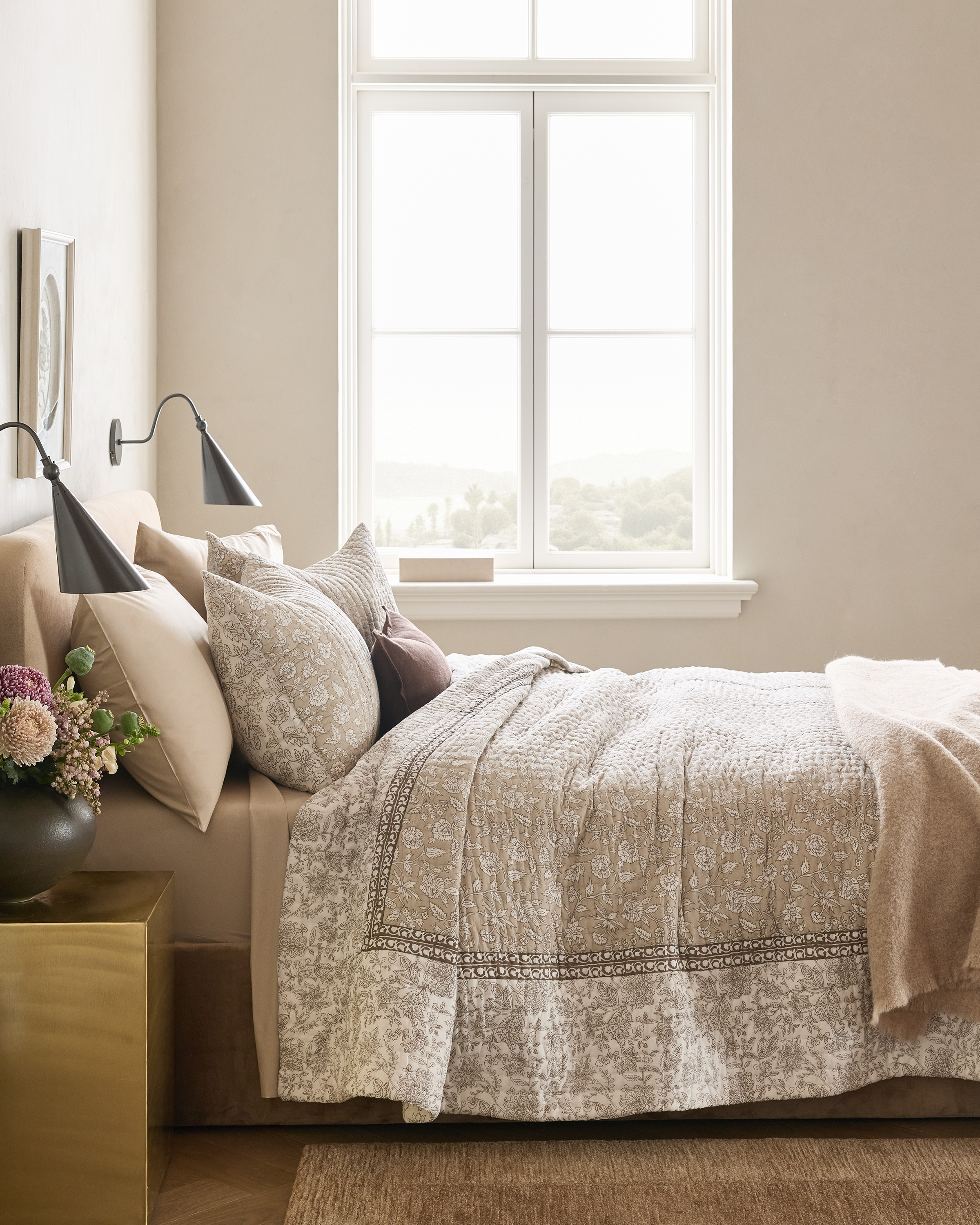 Toffee Organic Cotton Block Print Quilt