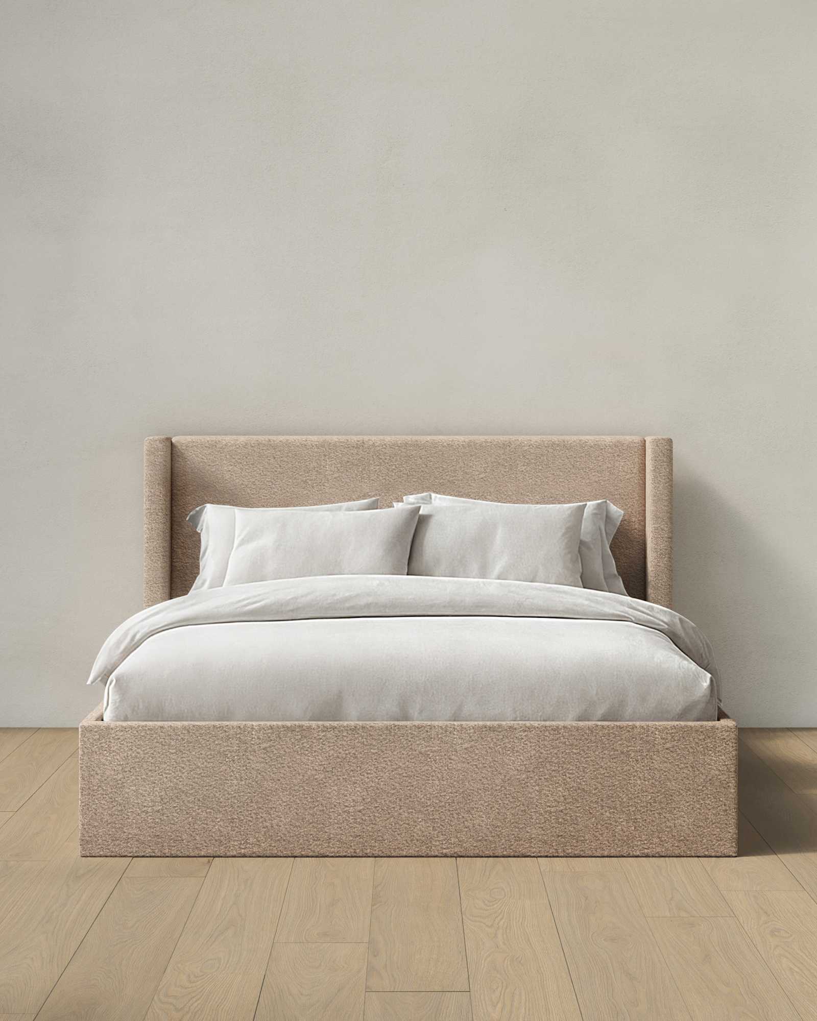 WingbackLowQueen Plush Boucle Camel