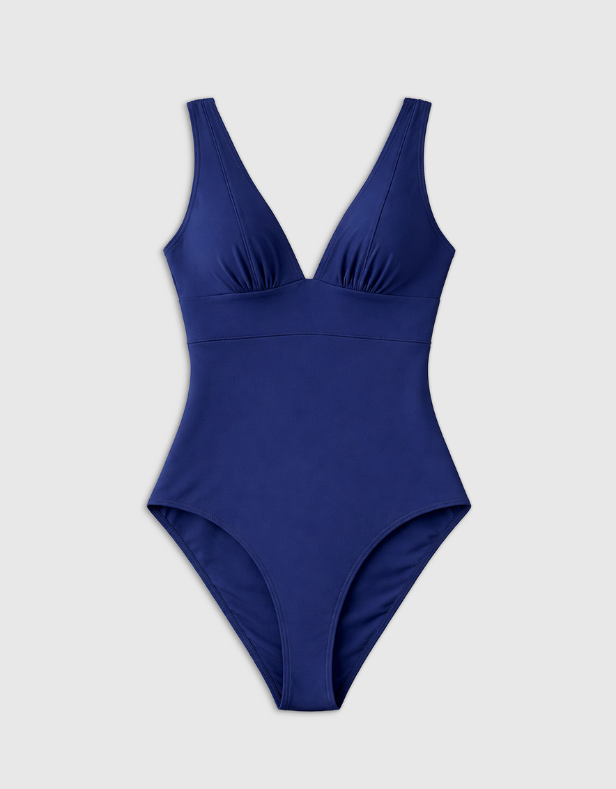 Deep Navy Italian Plunge One-Piece Swimsuit