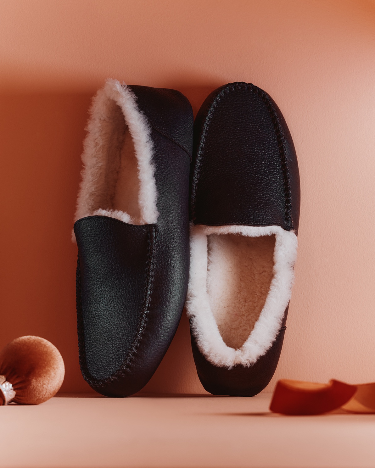 Italian Leather Handstitched Moccasin Slipper