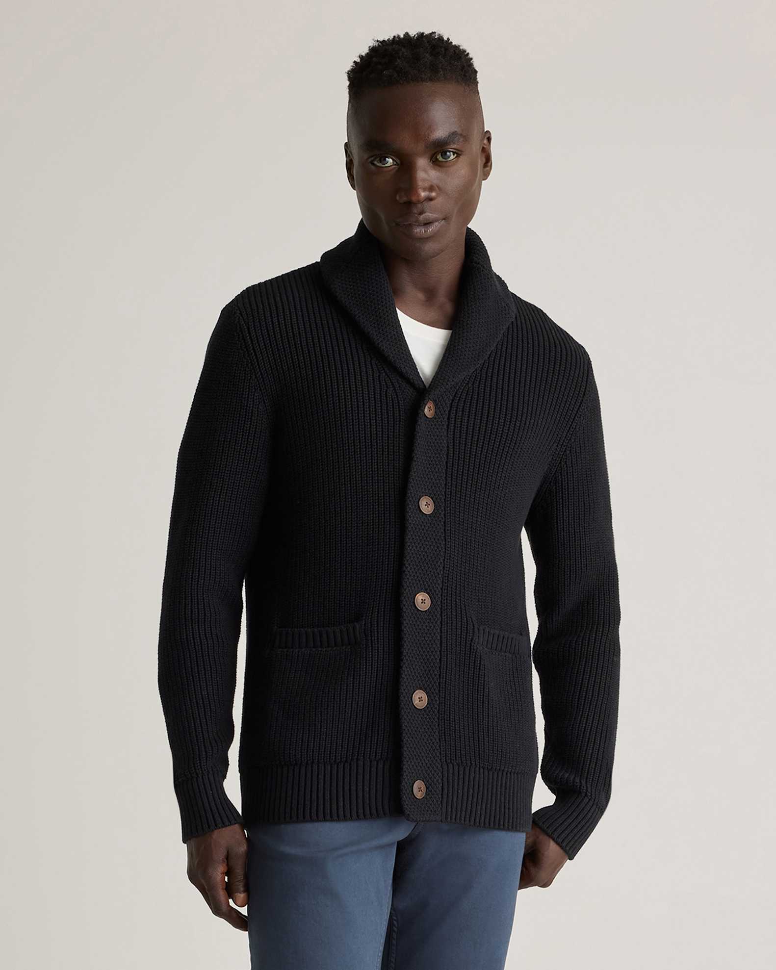 Mens Shawl Cardigan Mens Black Knitted Cardigan Men's Black