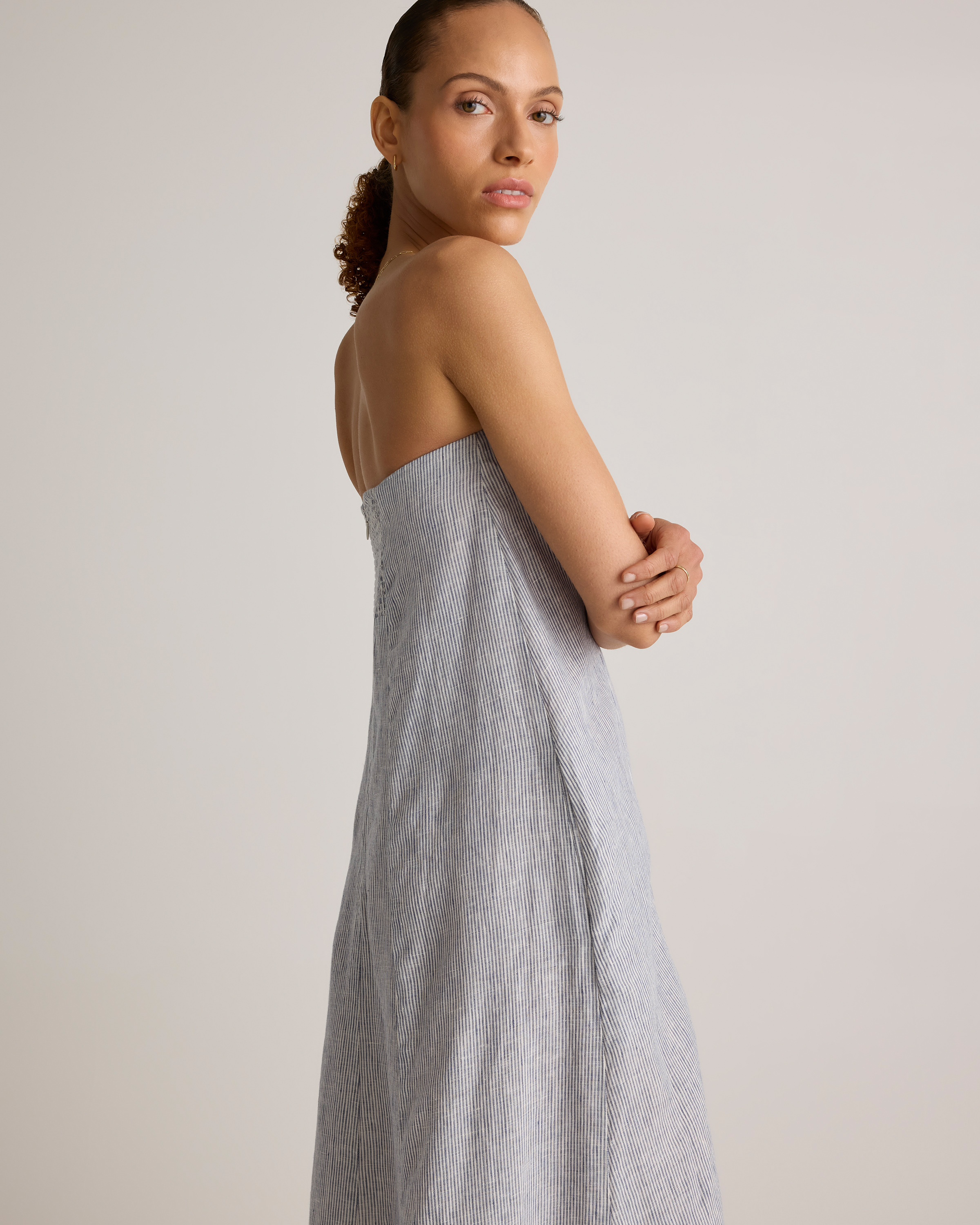 knee length dresses for ladies Stonewashed Linen Women Dress Silvia main image 1