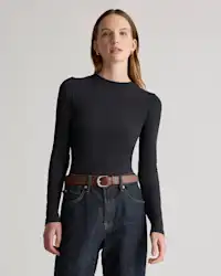 Stretch Cotton Jersey Fitted Long Sleeve T