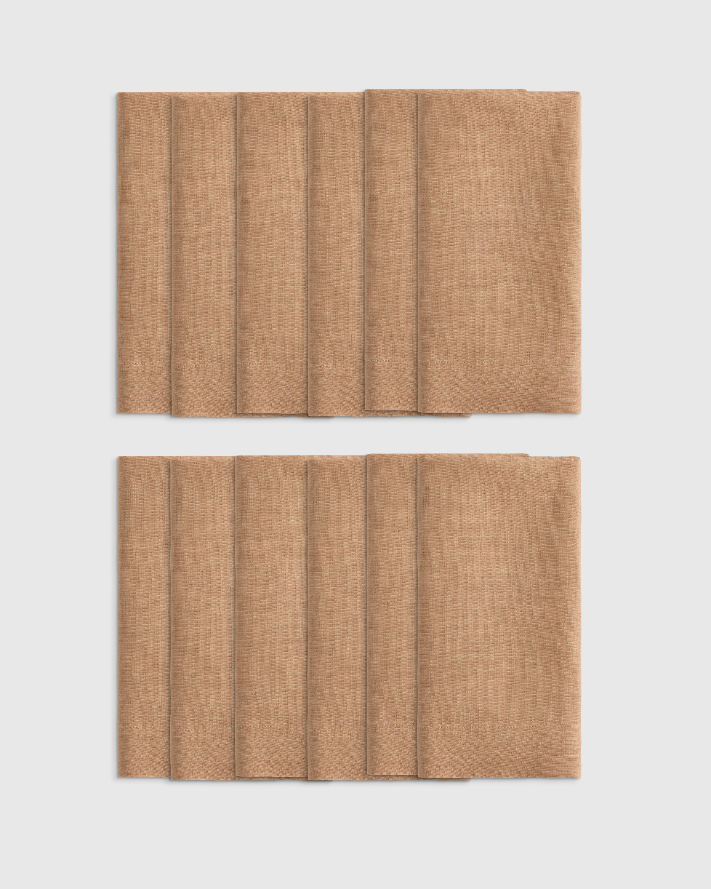 Latte European Linen Wide-Hem Napkins (Set of 12)
