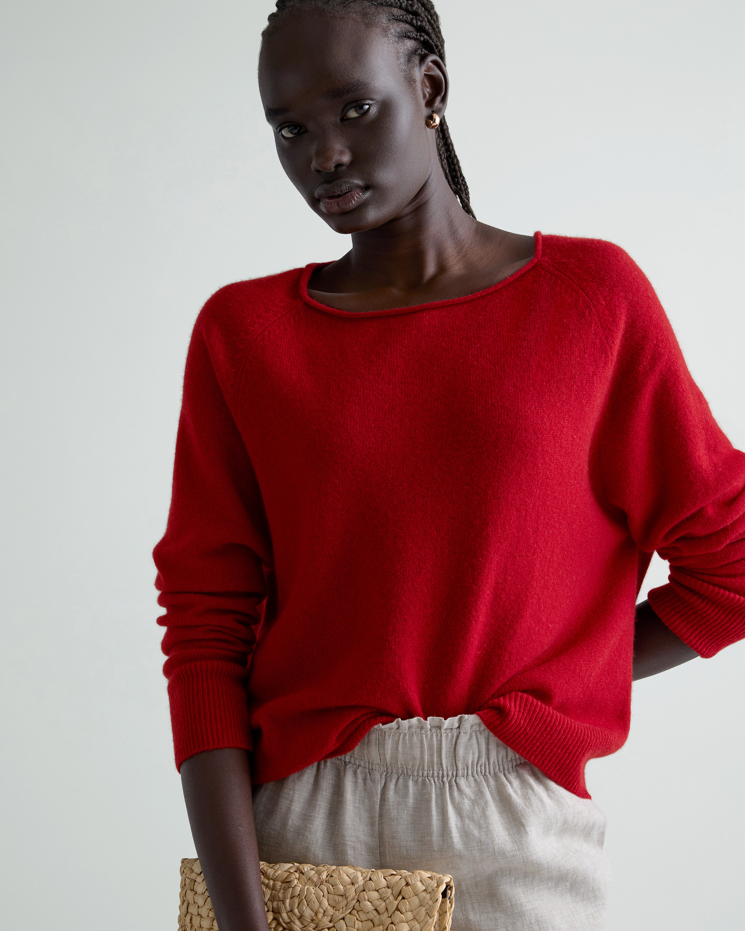 Varsity Red Mongolian Cashmere Boatneck Sweater