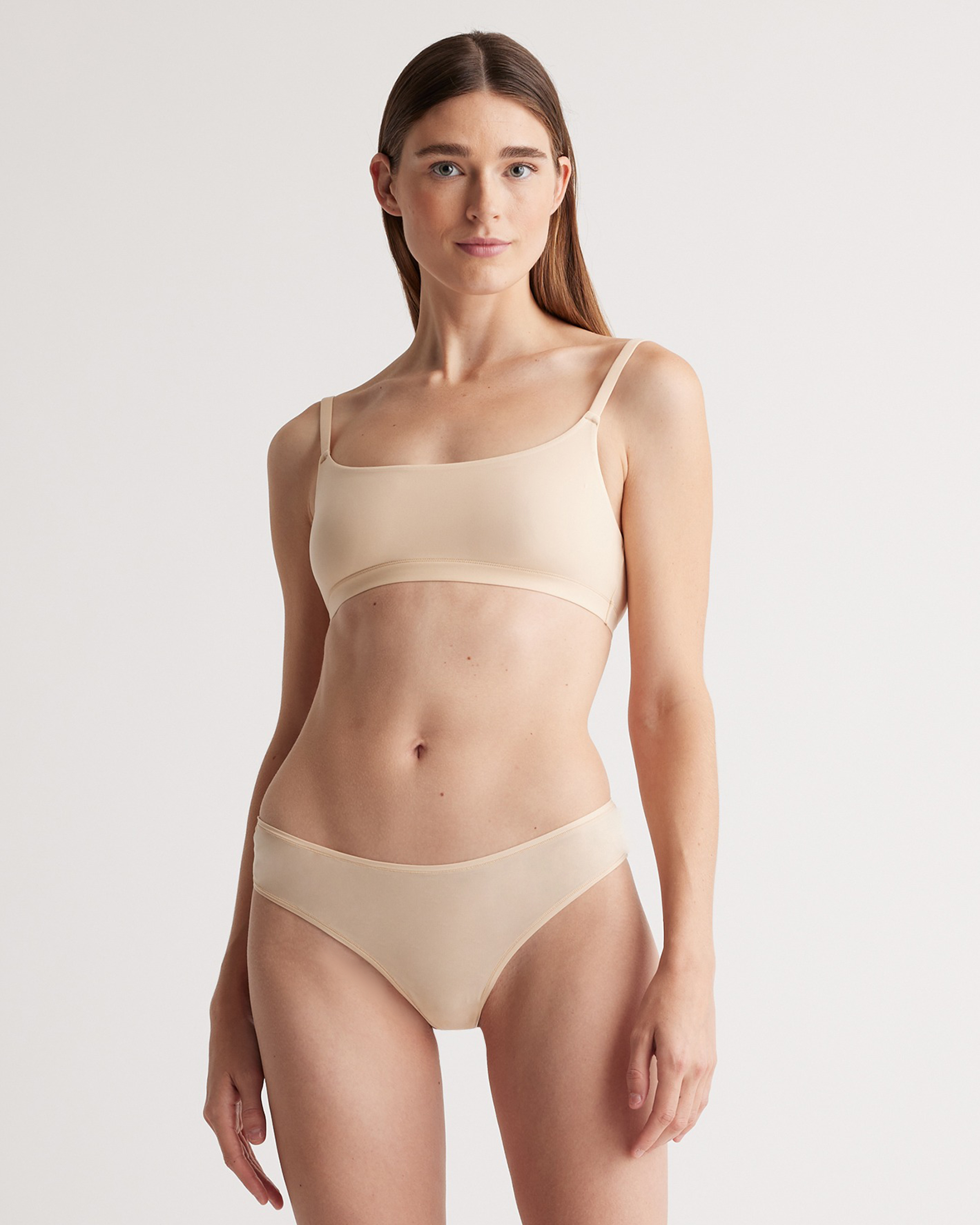 Beige Bralette à encolure dégagée à effet seconde peau (paquet de 2)
