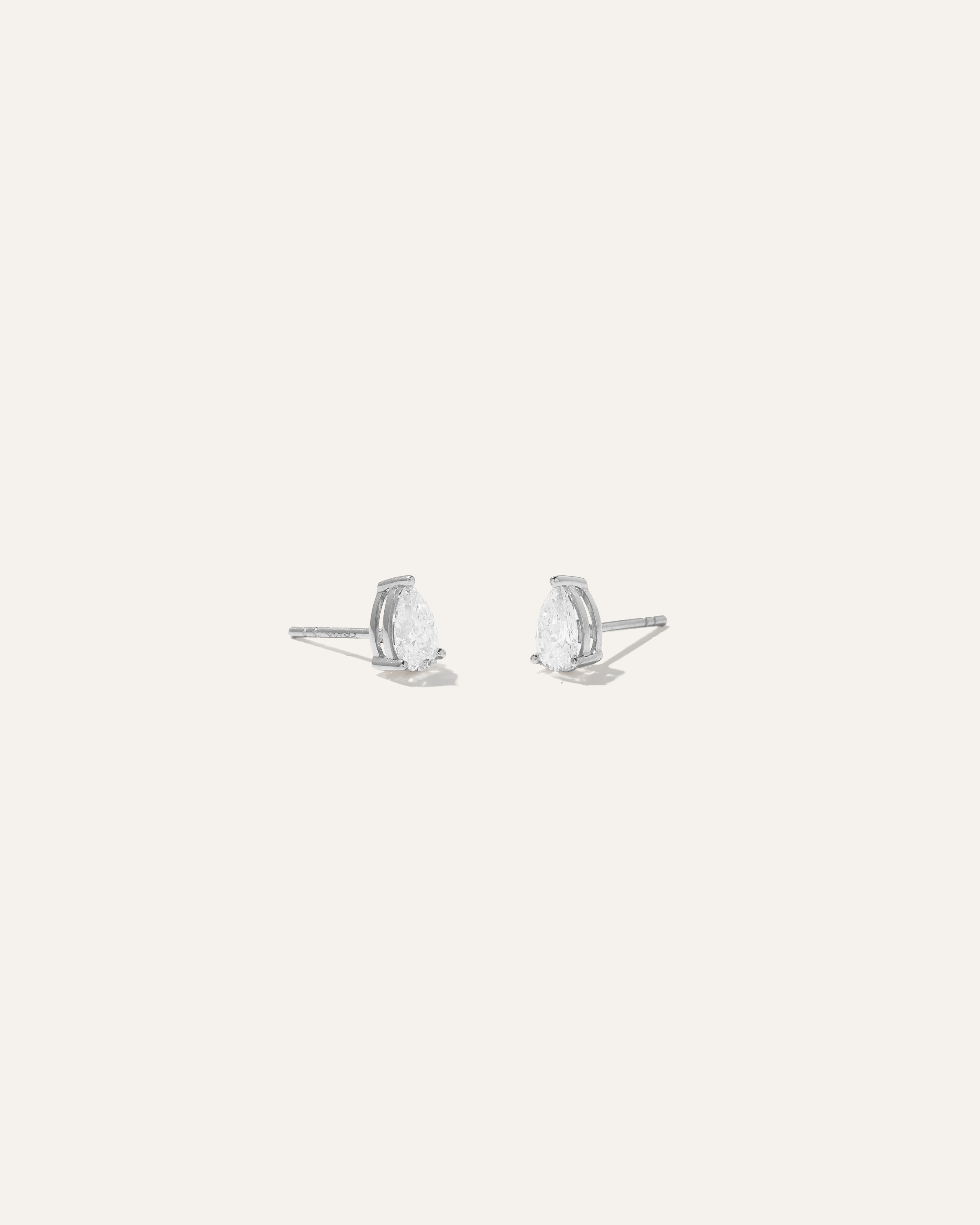 White Gold 14k Gold Lab Grown Diamond Pear Solitaire Studs - 1ctw