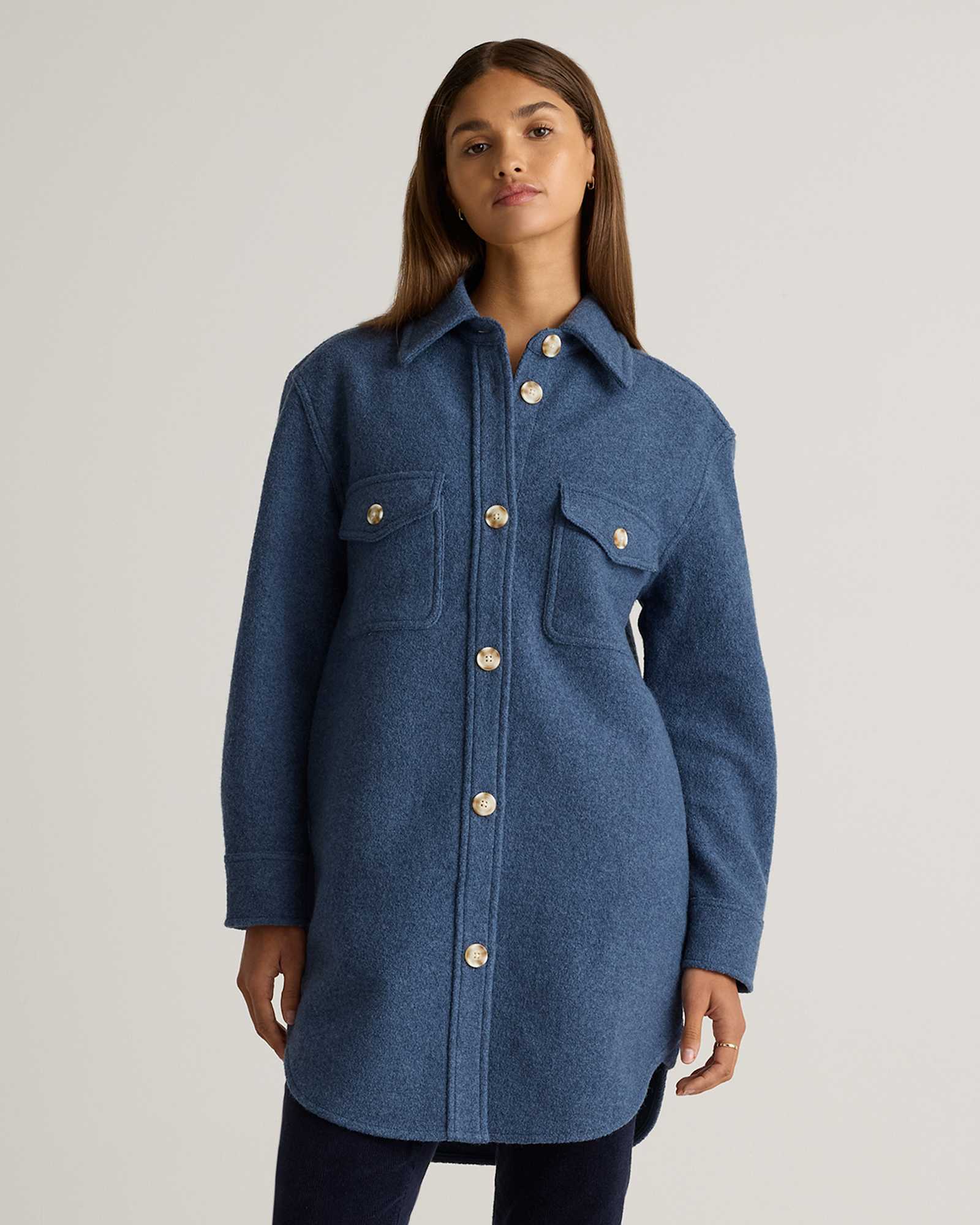 100% Merino Wool Long Shirt Jacket
