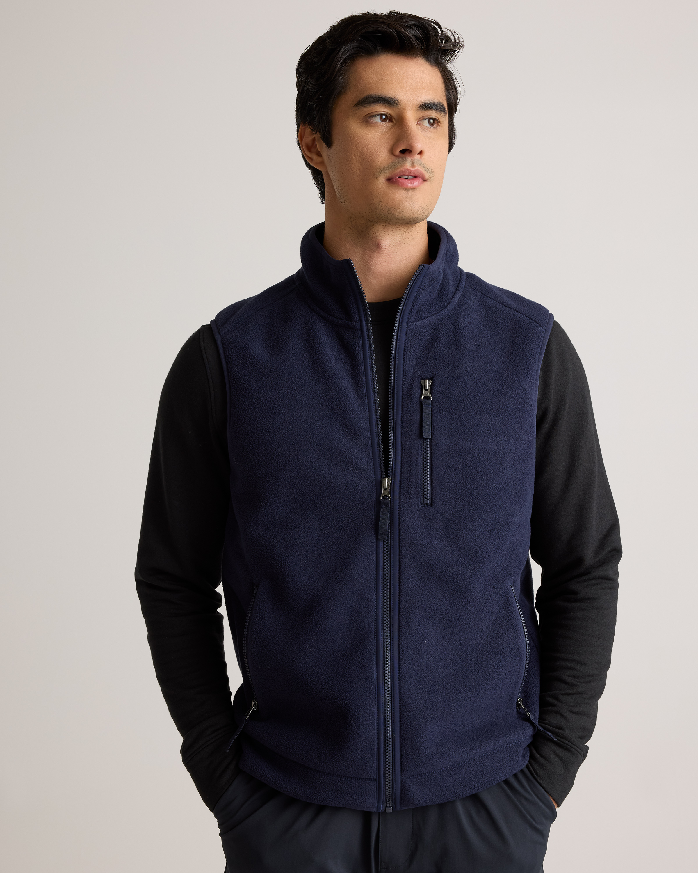 Polar Fleece Full-Zip Vest in Deep Navy
