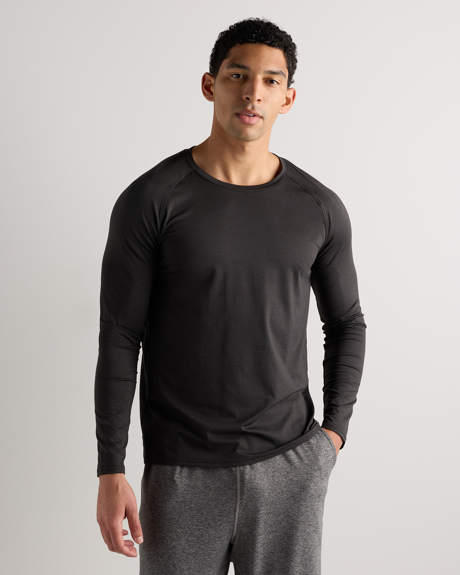 Heather Black Flowknit Breeze Performance Long Sleeve Tee