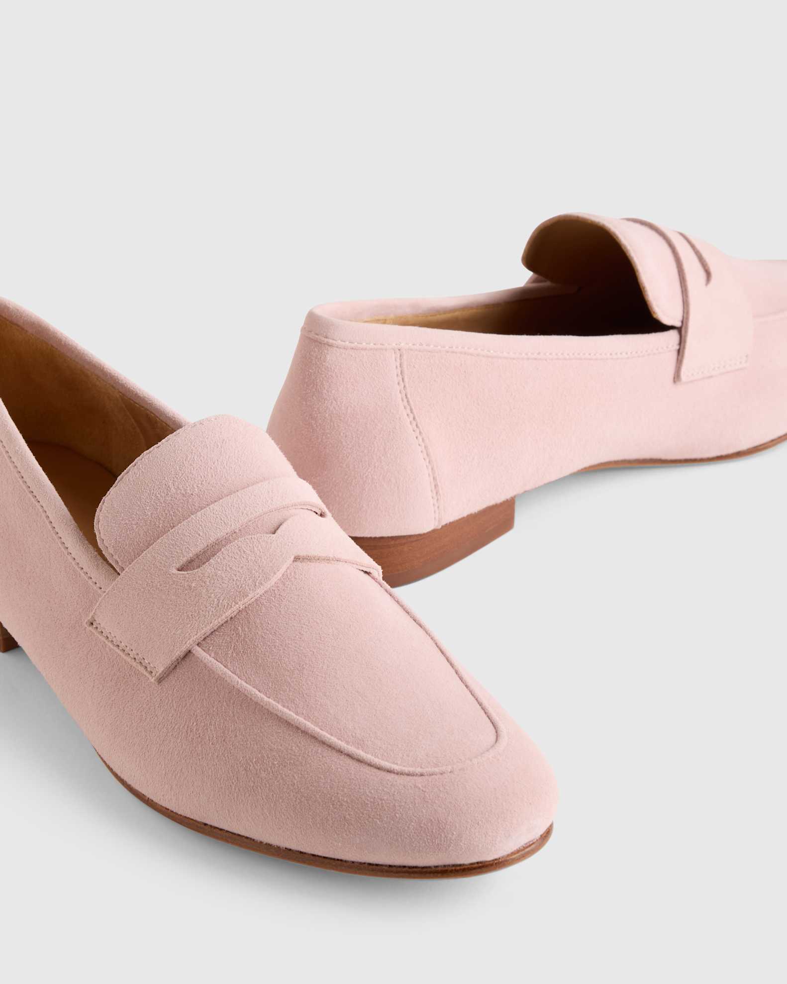 Women's Italian Suede Penny Loafer in Shell Pink, Size 6.5, Suede Leather by Quince Women's Italian Suede Penny Loafer in Shell Pink, Size 6.5, Suede Leather by Quince