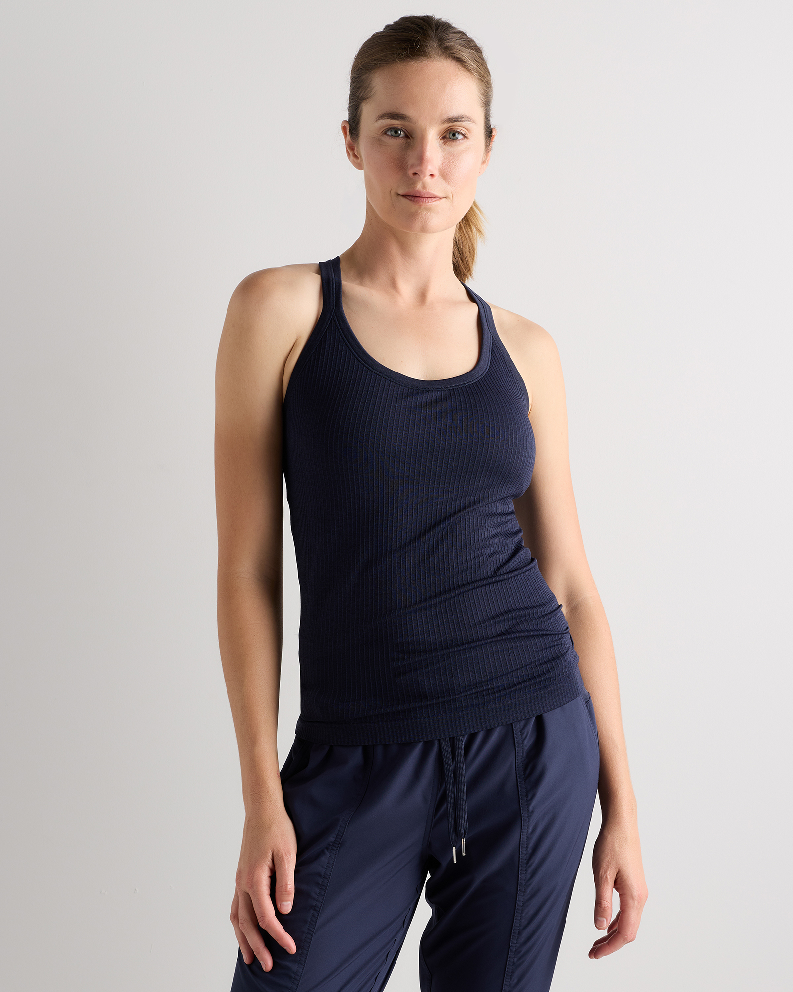 Deep Navy Seamless Ribbed Bra Tank