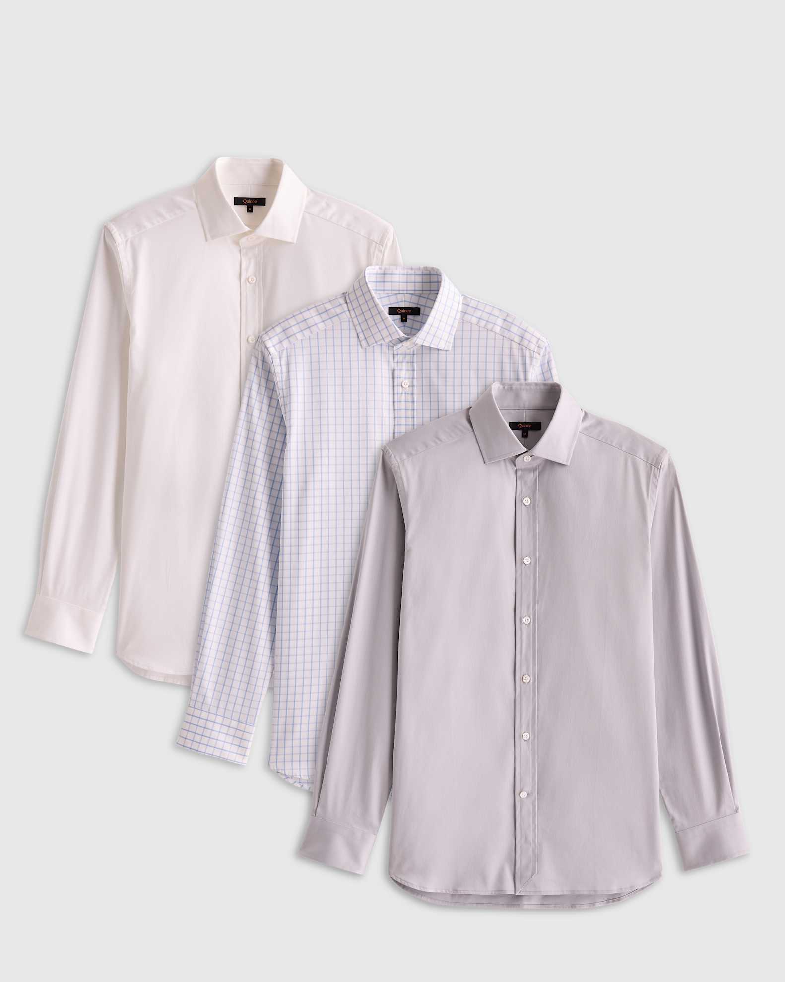 Organic Cotton Stretch Twill Dress Shirt 3 Pack Bundle in Light Blue/White Check Organic Cotton Stretch Twill Dress Shirt 3 Pack Bundle in Light Blue/White Check