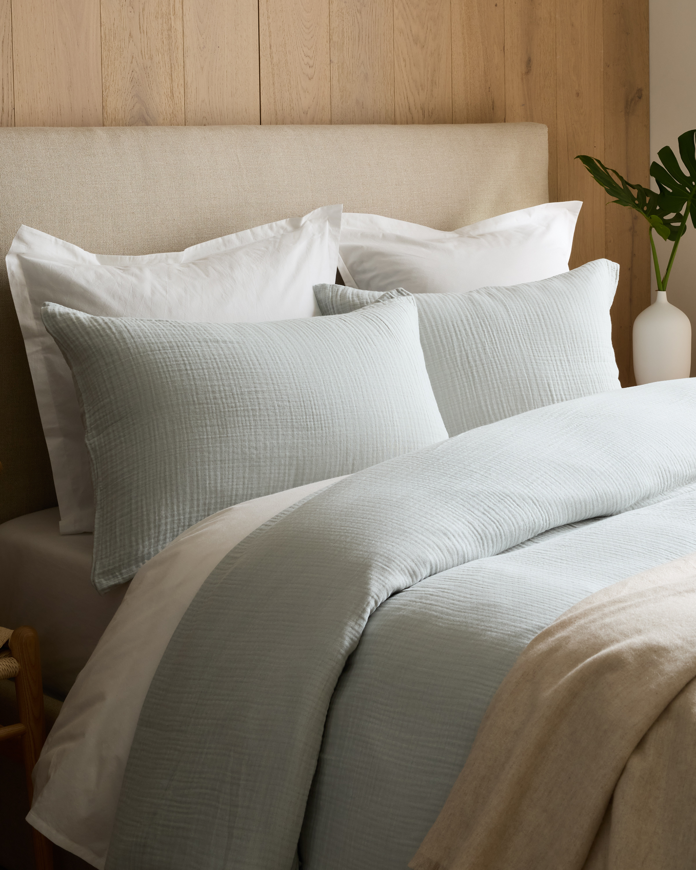 Organic Airy Gauze Sham Set - Mist, King