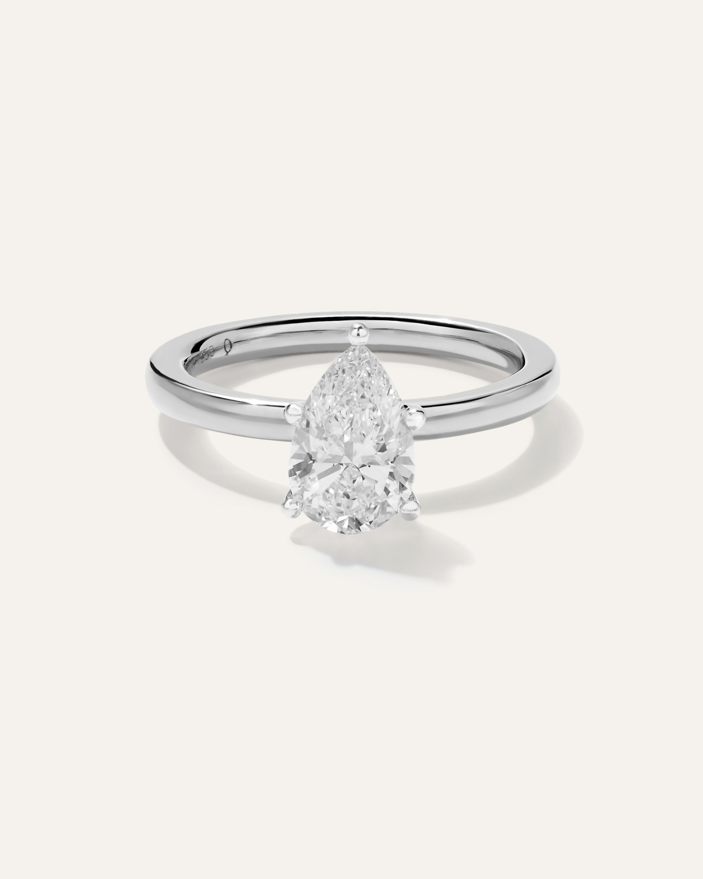 White Gold Lab Grown Diamond Pear Comfort Fit Engagement Ring - 1.5ct