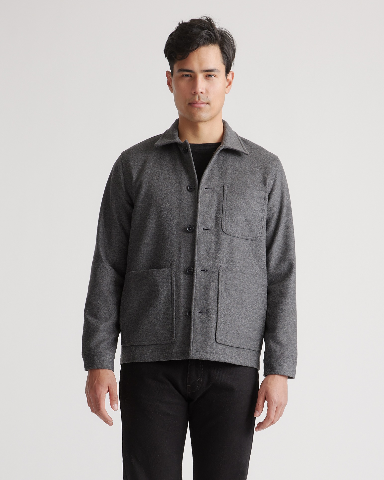 Quince Men's Italian Wool Chore Jacket In Heather Charcoal