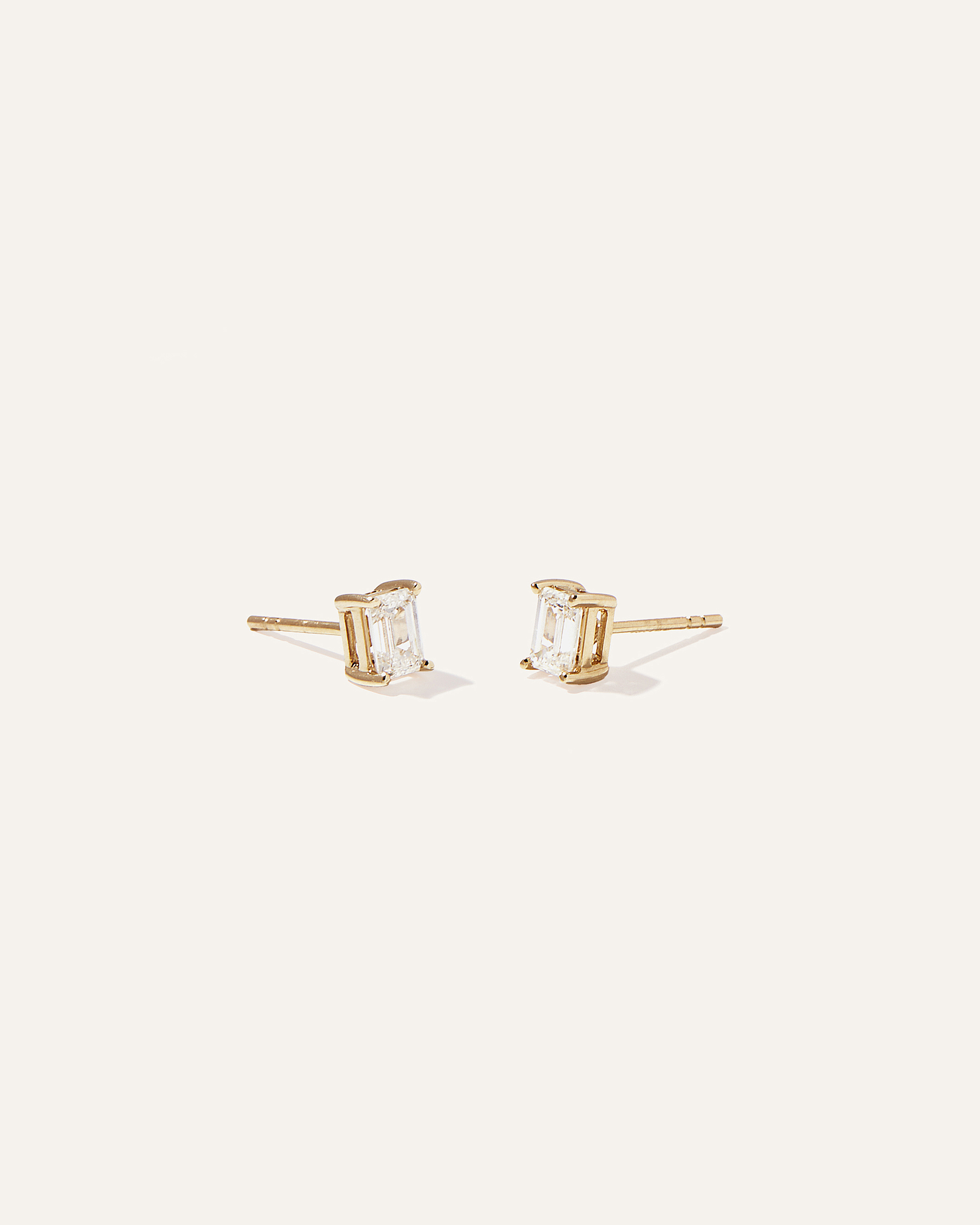 Yellow Gold 14k Gold Lab Grown Diamond Emerald Solitaire Studs