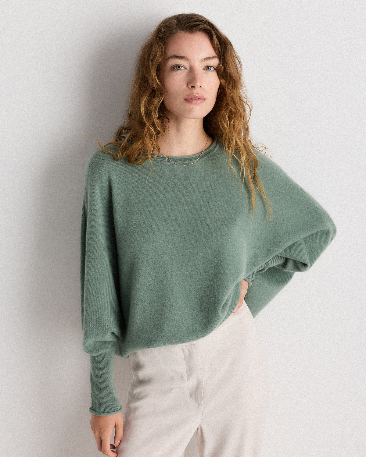 Quince Women's Mongolian Cashmere Batwing Sweater In Green