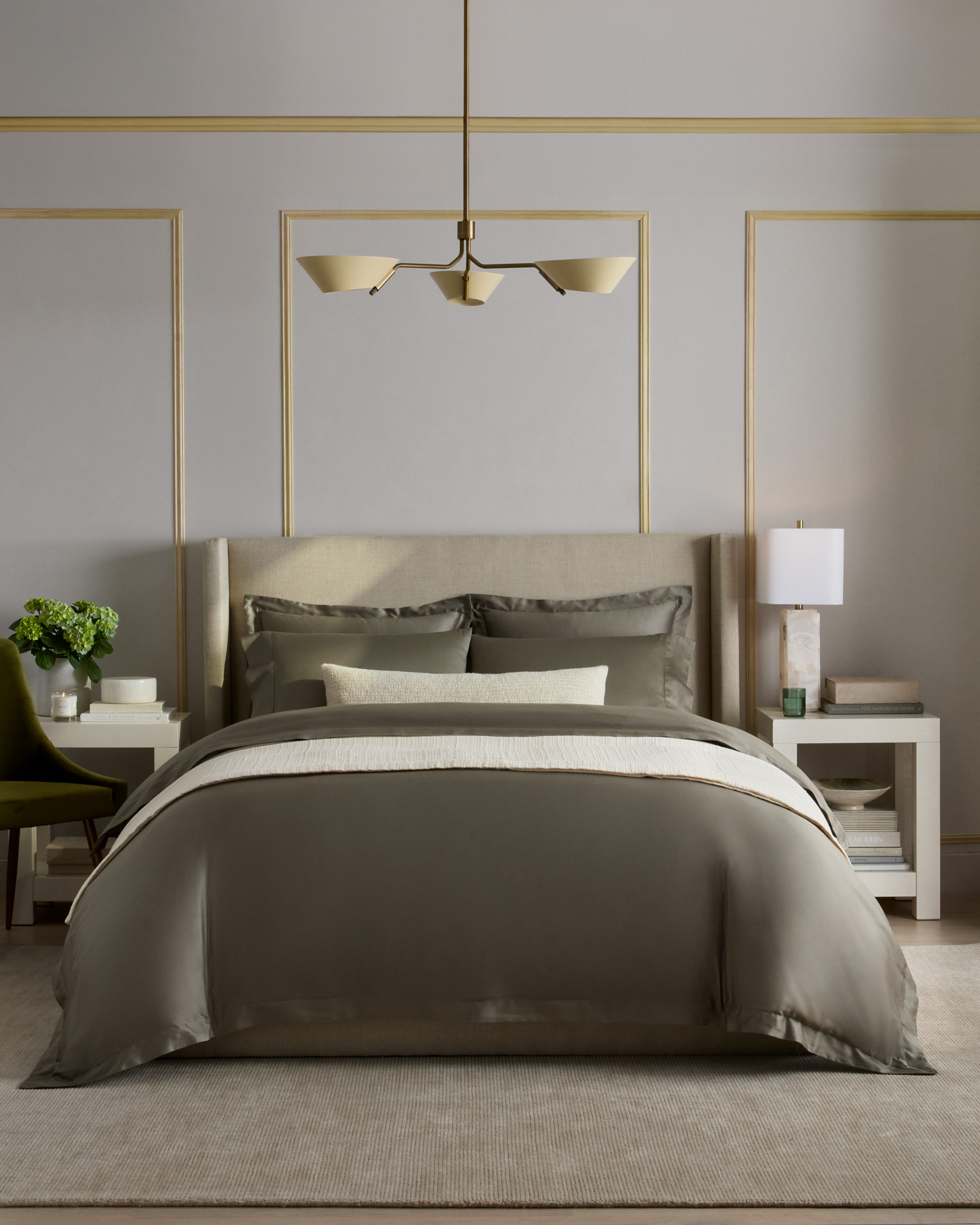 Dried Sage Signature Giza Cotton Sateen Deluxe Bedding Bundle 