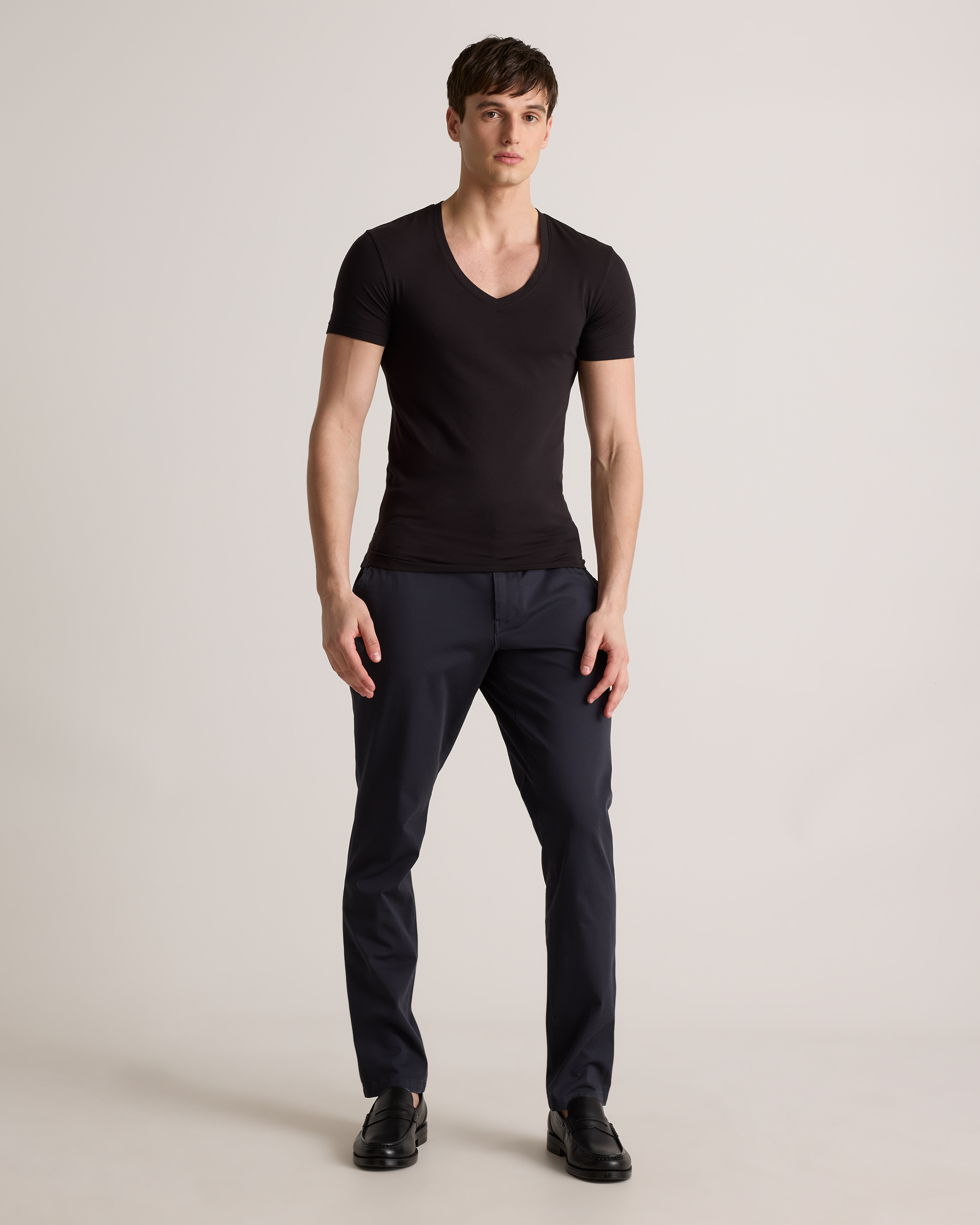 best v neck undershirt for dress shirt Soft Stretch V-Neck Undershirt (3-Pack) in Bold Black
