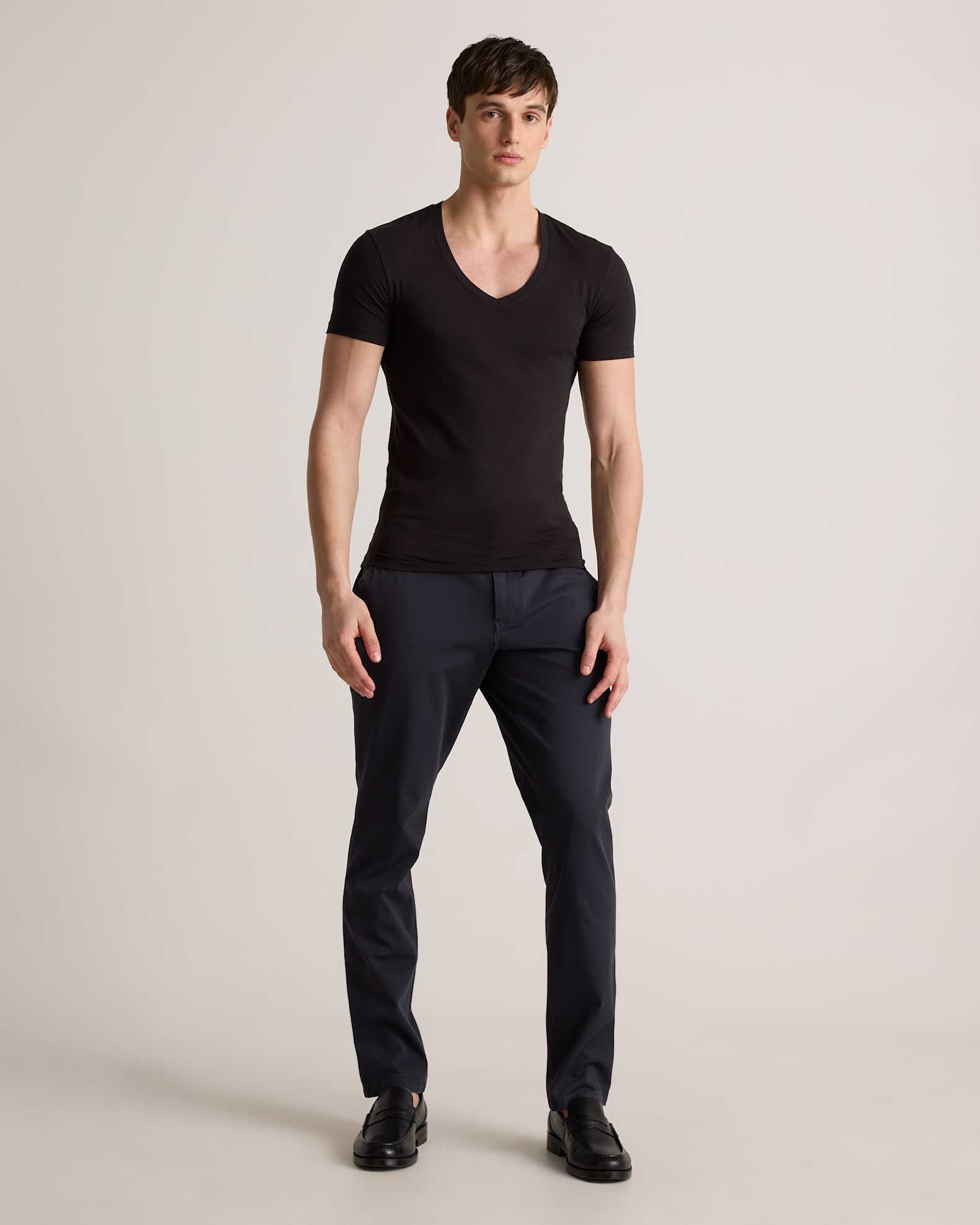 best v neck undershirt for dress shirt Soft Stretch V-Neck Undershirt (3-Pack) in Bold Black