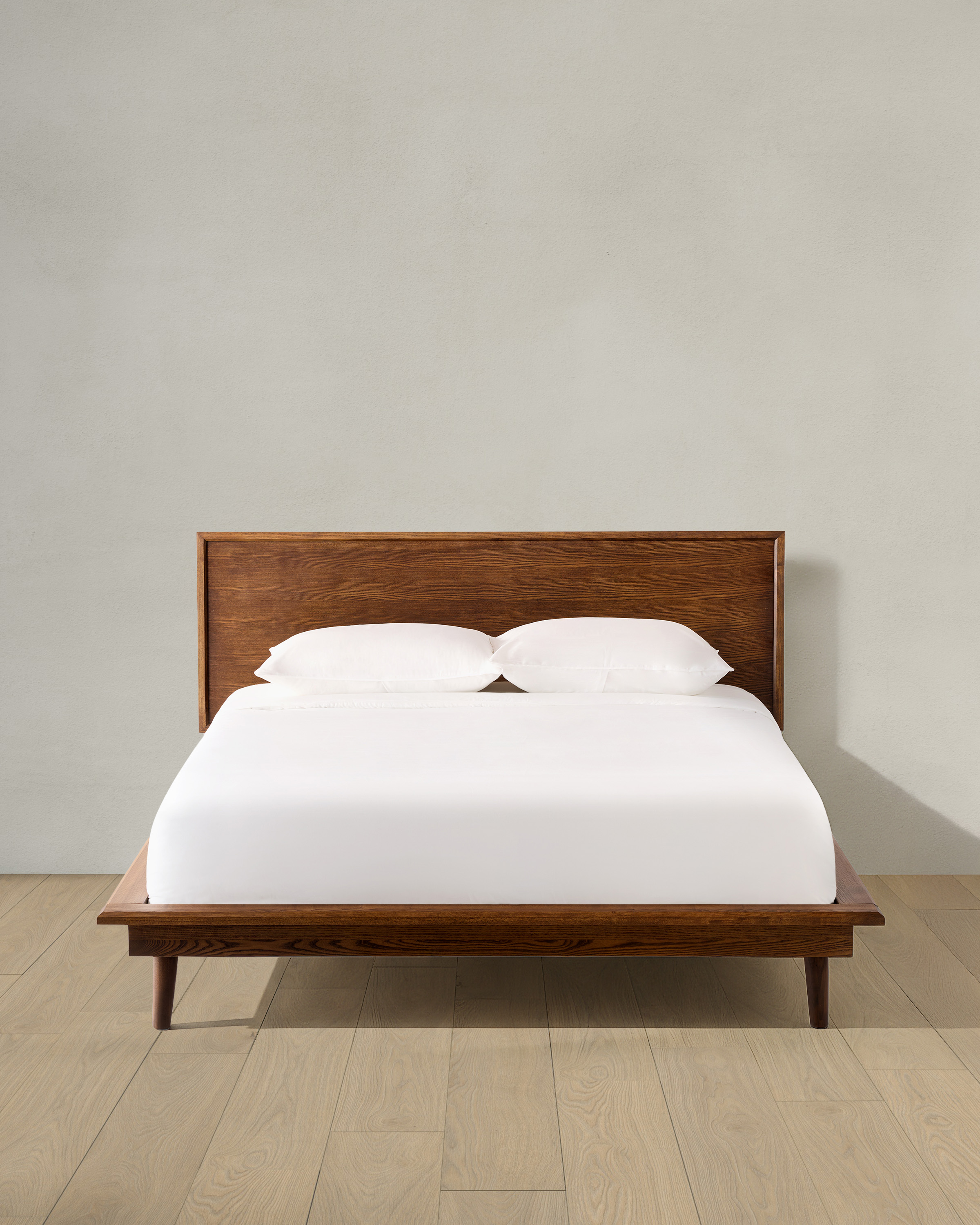 Chestnut Ash Solid Wood Midcentury Platform Bed