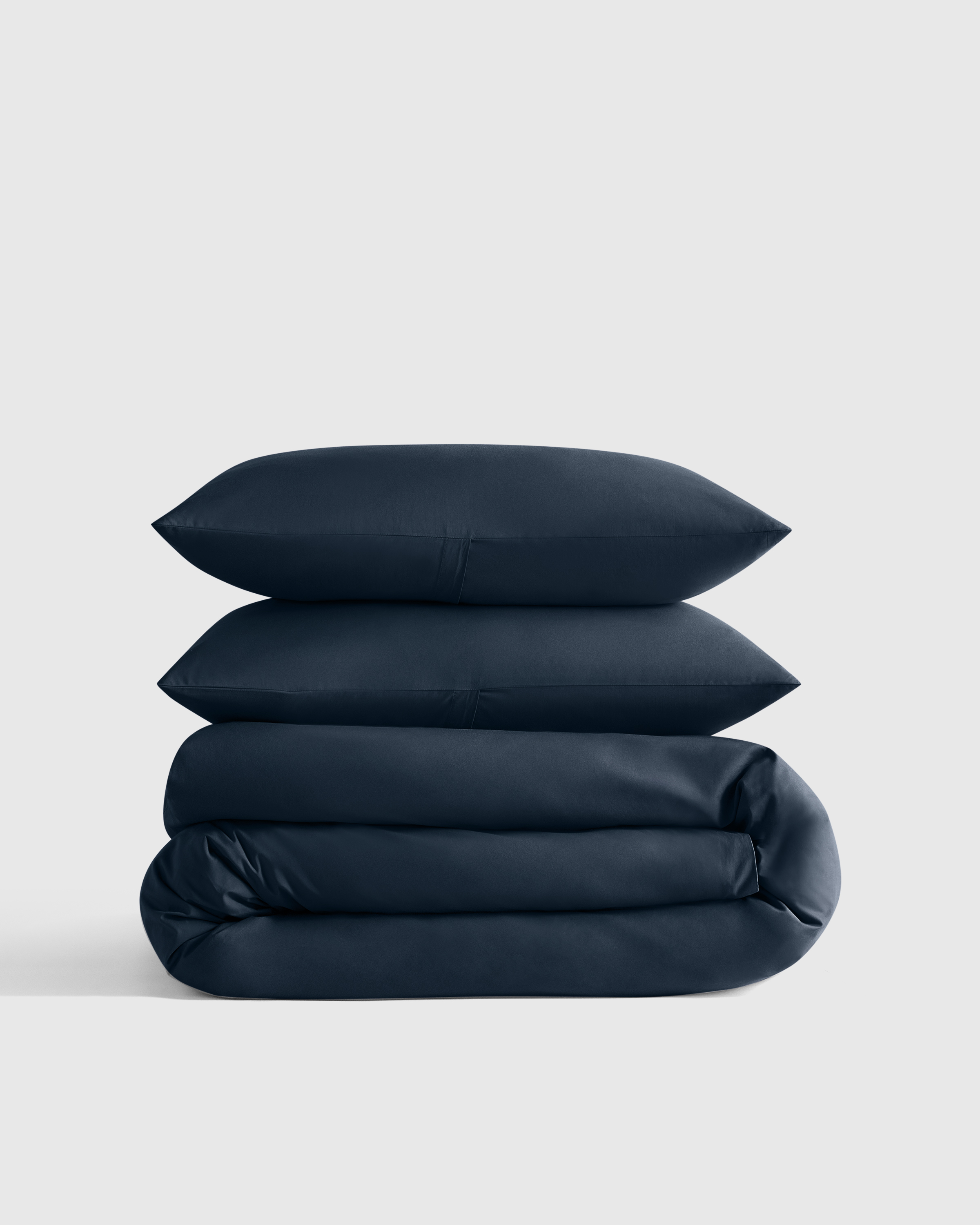 organic crisp percale duvet cover set, full/queen, navy