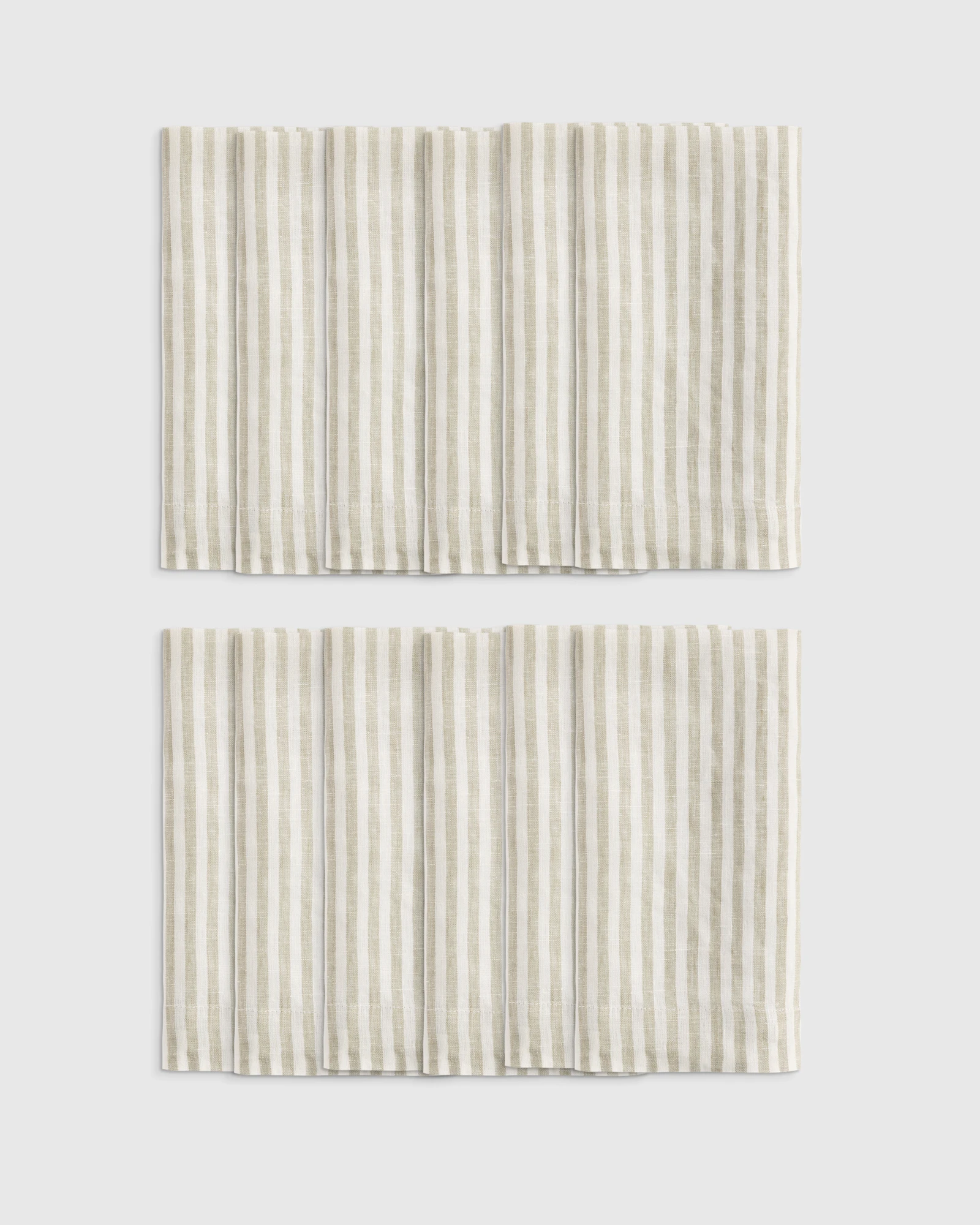European Linen Wide-Hem Stripe Napkins, Set of 12