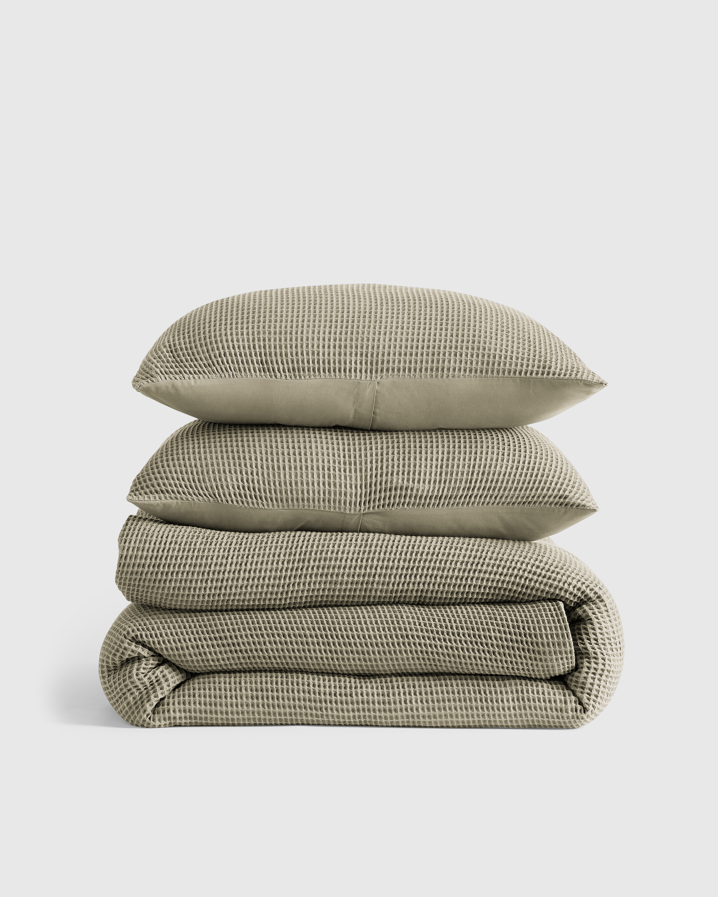 Dried Sage Organic Waffle Duvet Cover Set