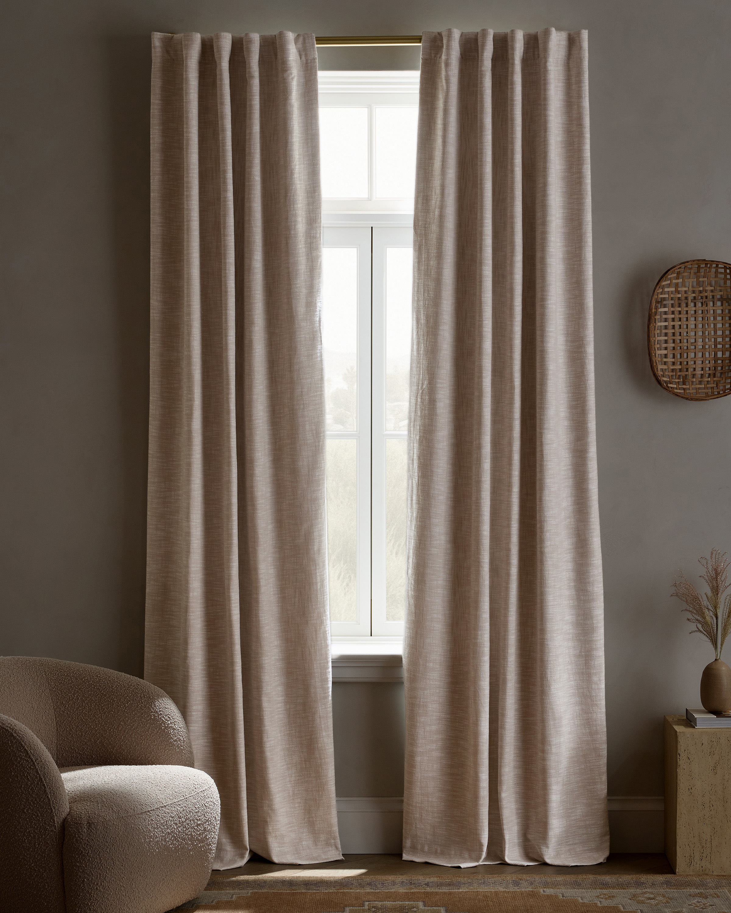 Oatmeal Textured Cotton True Blackout Curtain