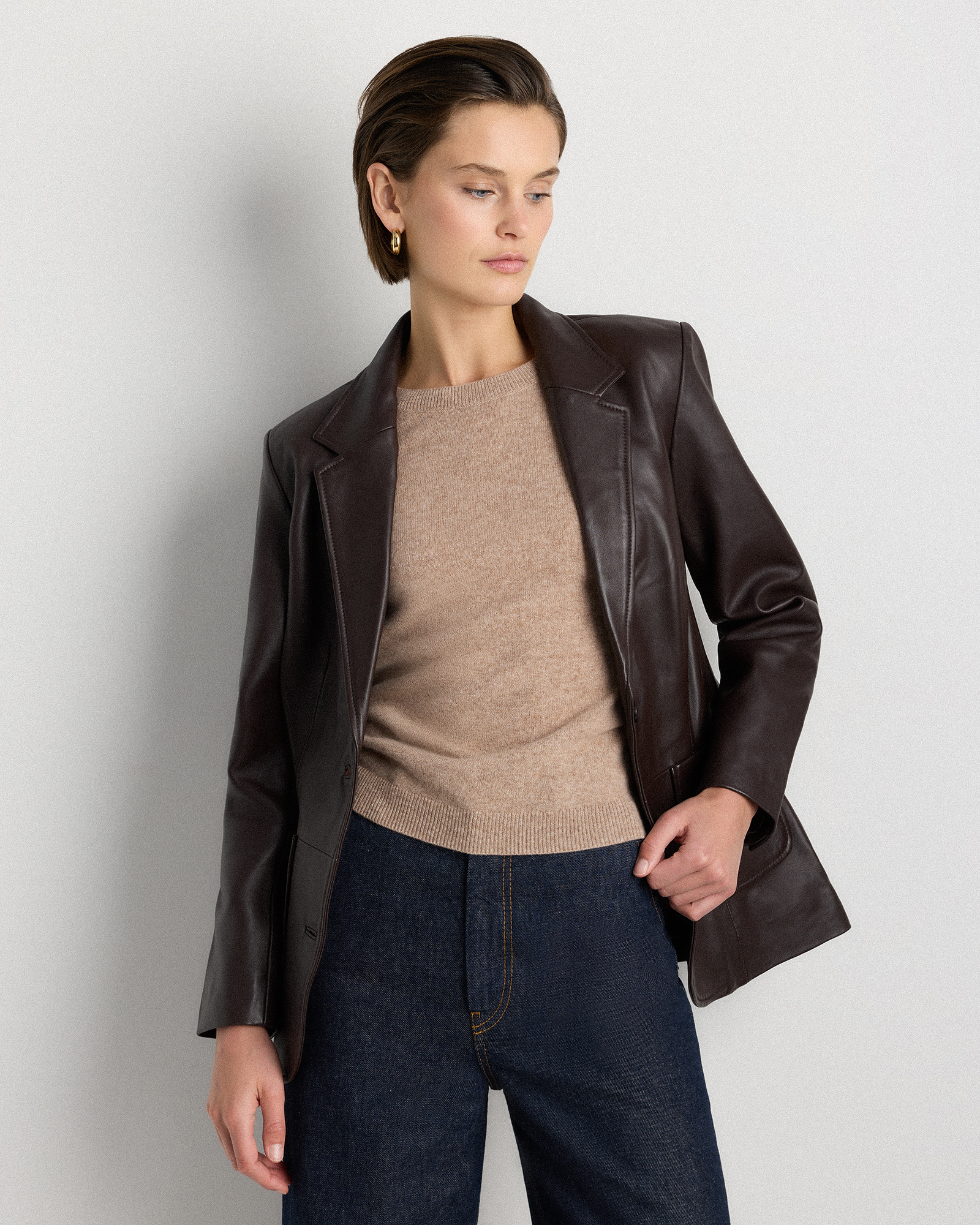 Rich Brown 100% Leather Blazer