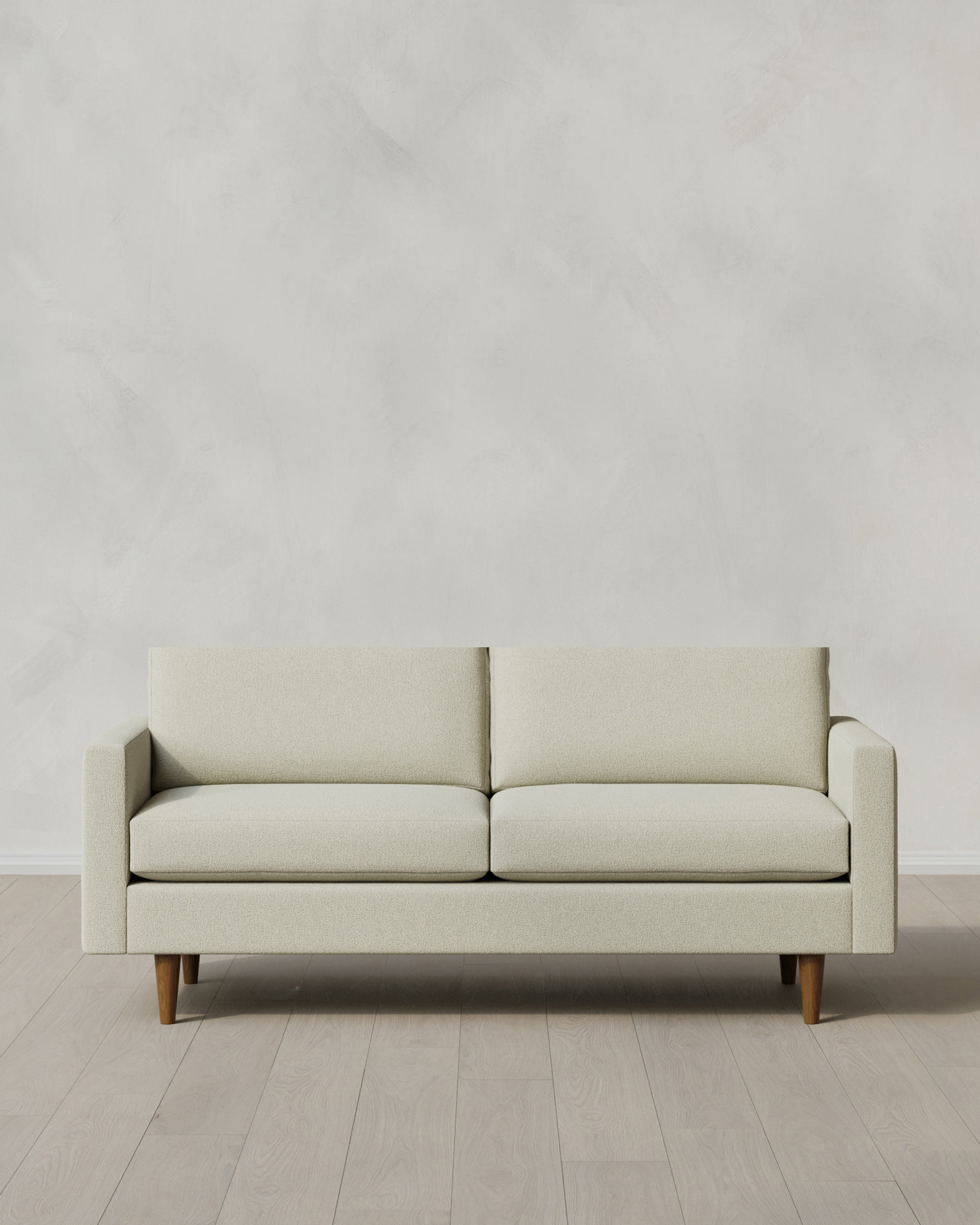 Ivory Atlas Midcentury Sofa in Performance Basketweave