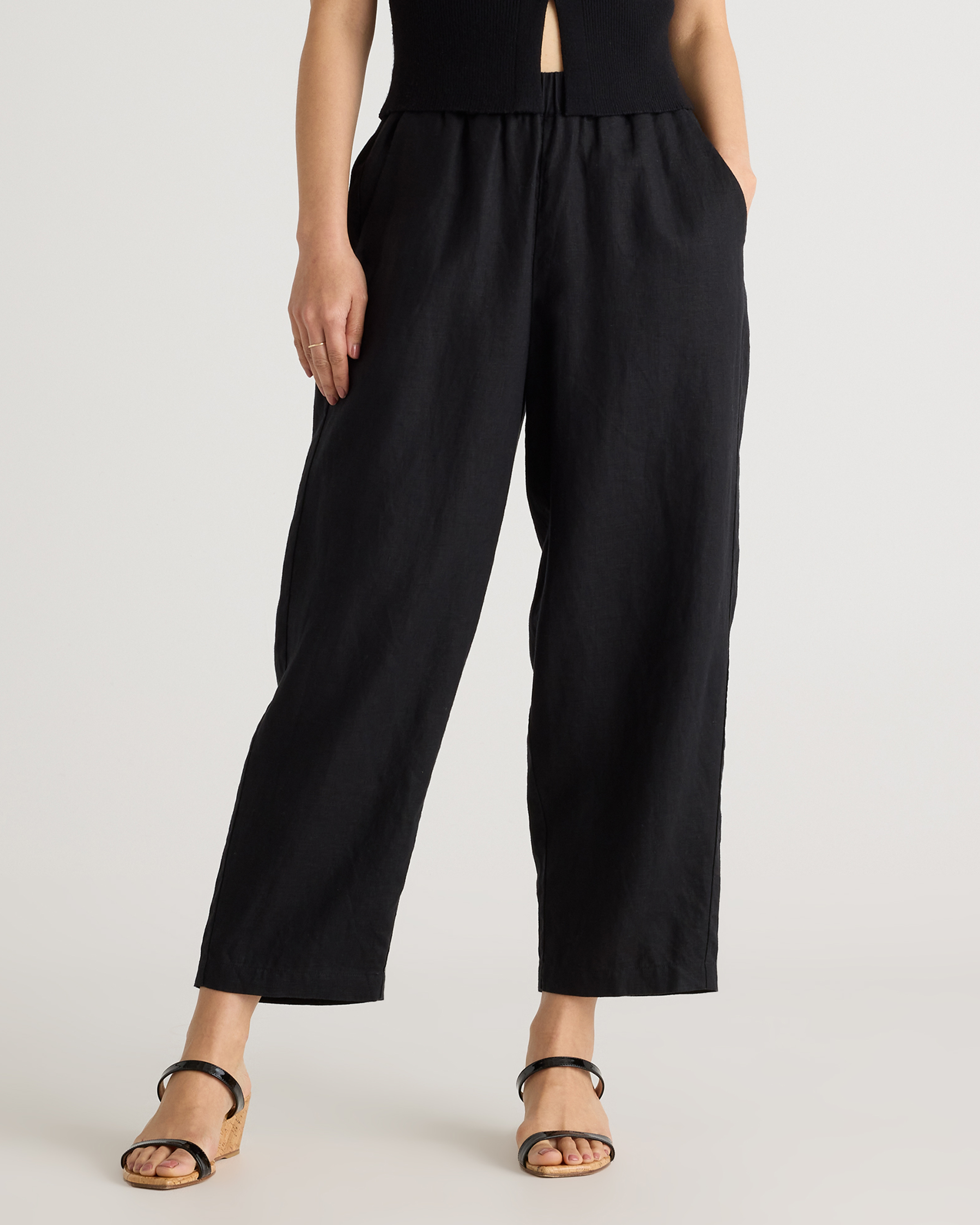 100% European Linen Pants in Black