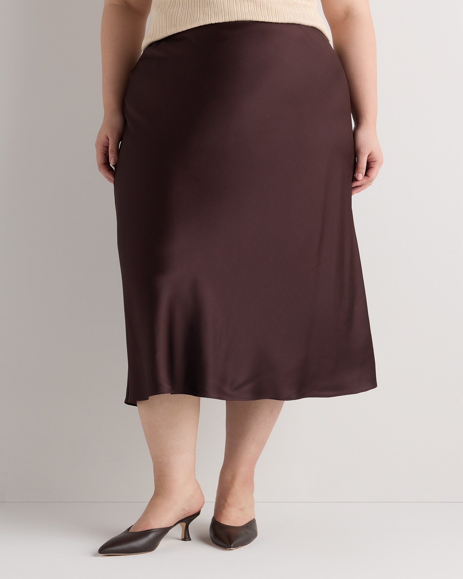 Chocolate Plum Brown 100% Washable Silk Skirt