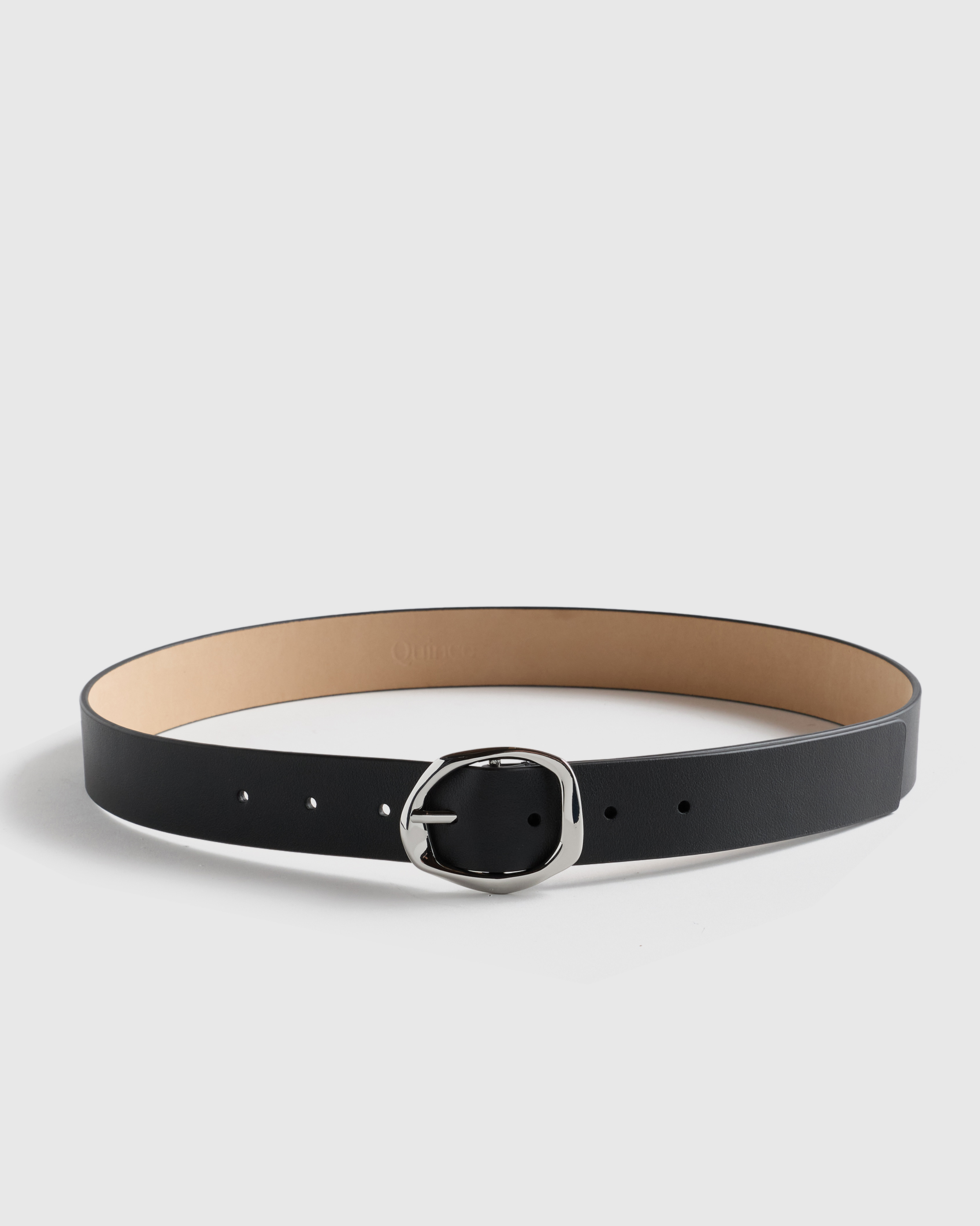 Black/Silver Zoe Sculptural European Leather Belt