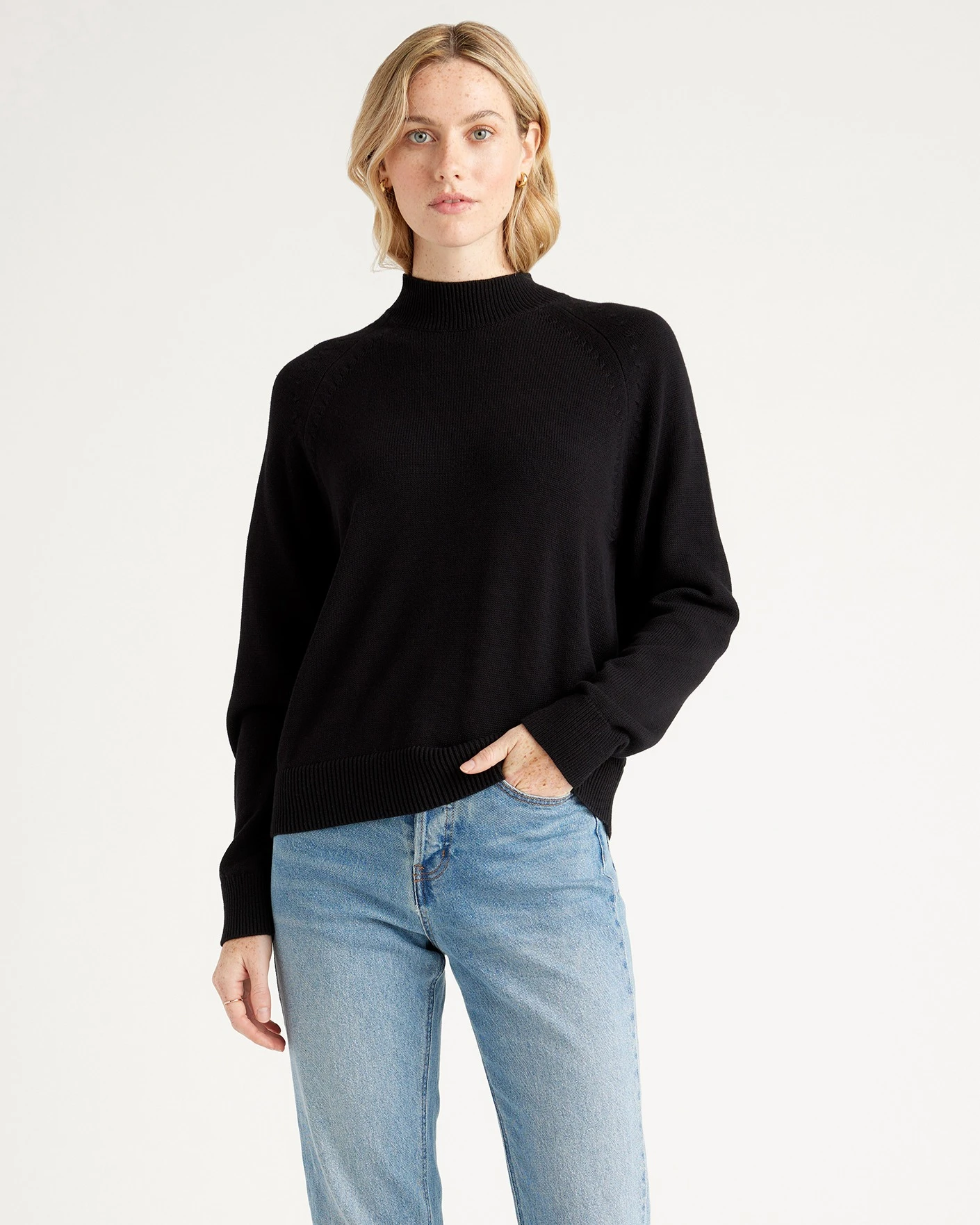 100% Organic Cotton Mock Neck Sweater
