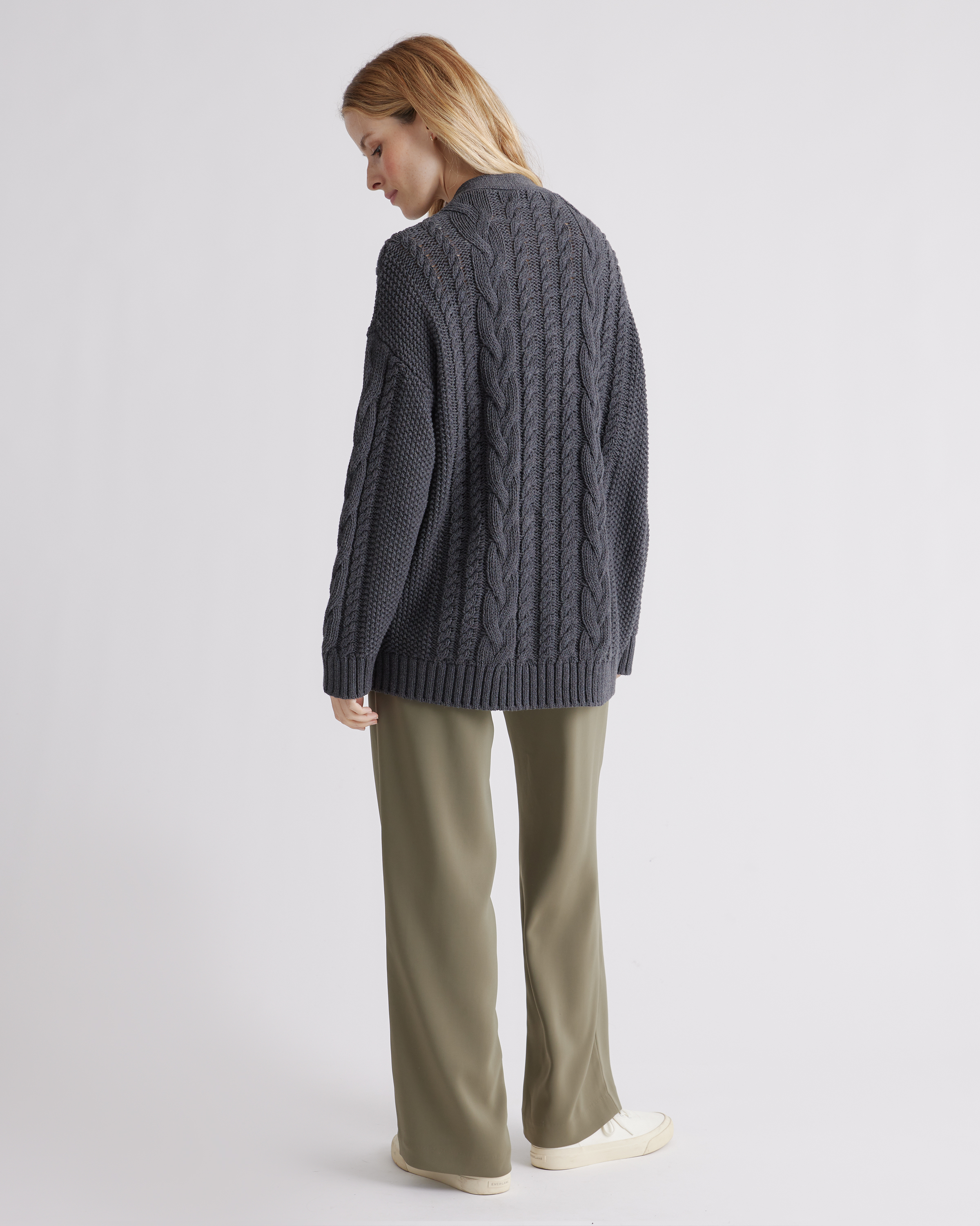 100% Organic Cotton Oversized Cable Cardigan