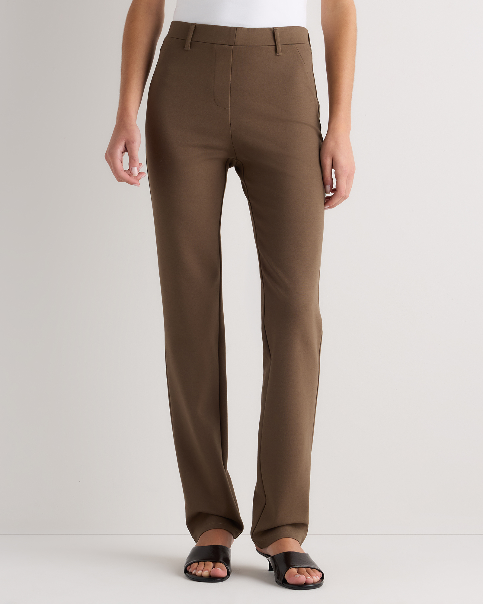 Dark Baltic Brown Ultra-Stretch Ponte Straight Leg Pants