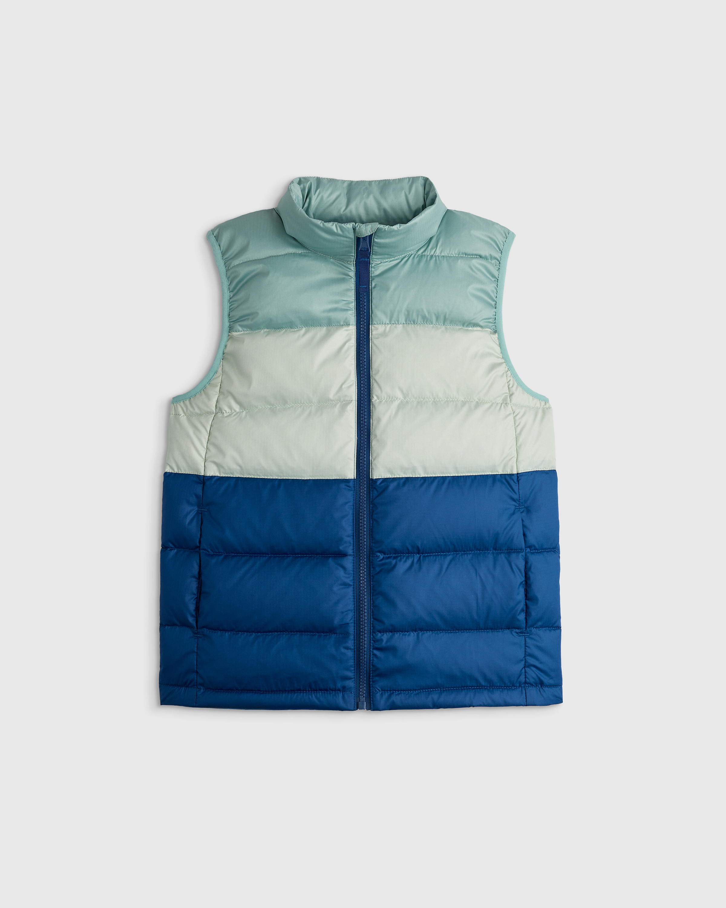 Blue Colorblock Lightweight Down Puffer Vest