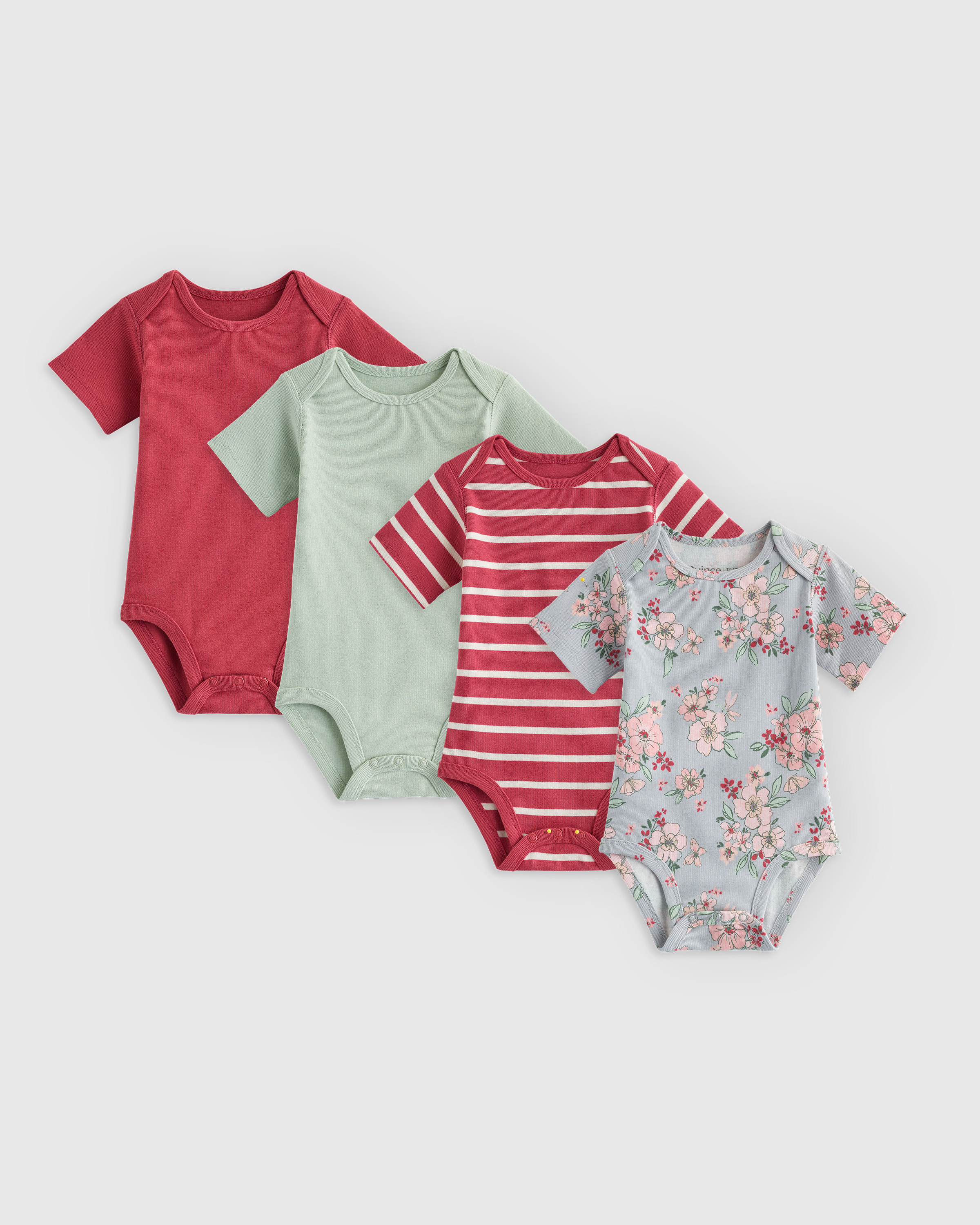 Butterfly Floral 100% Organic Cotton Short Sleeve Bodysuit 4-Pack