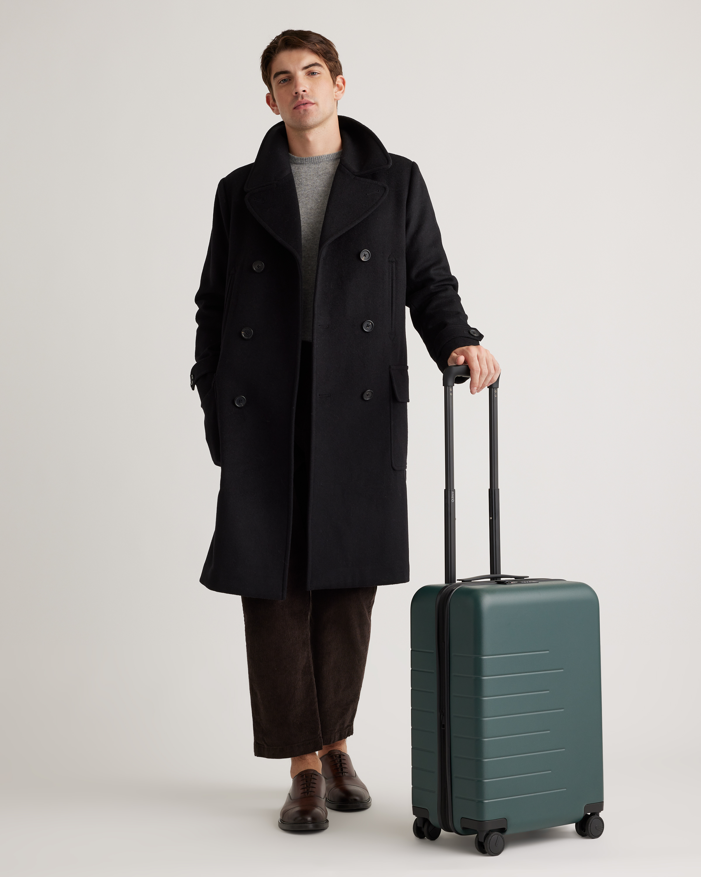 Expandable Carry-On Suitcase in Dark Green
