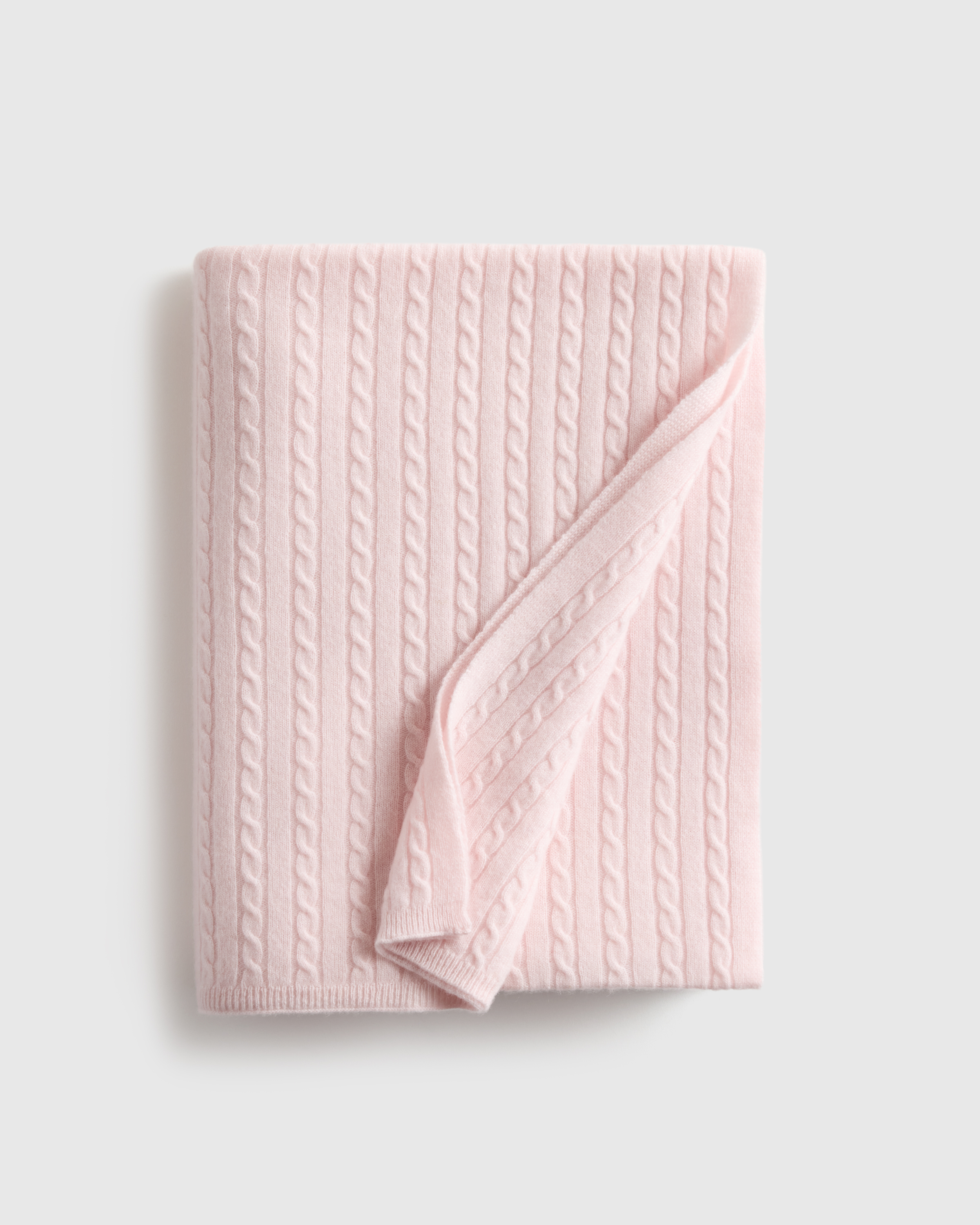 Minimal Pink Cable Knit Cashmere Throw