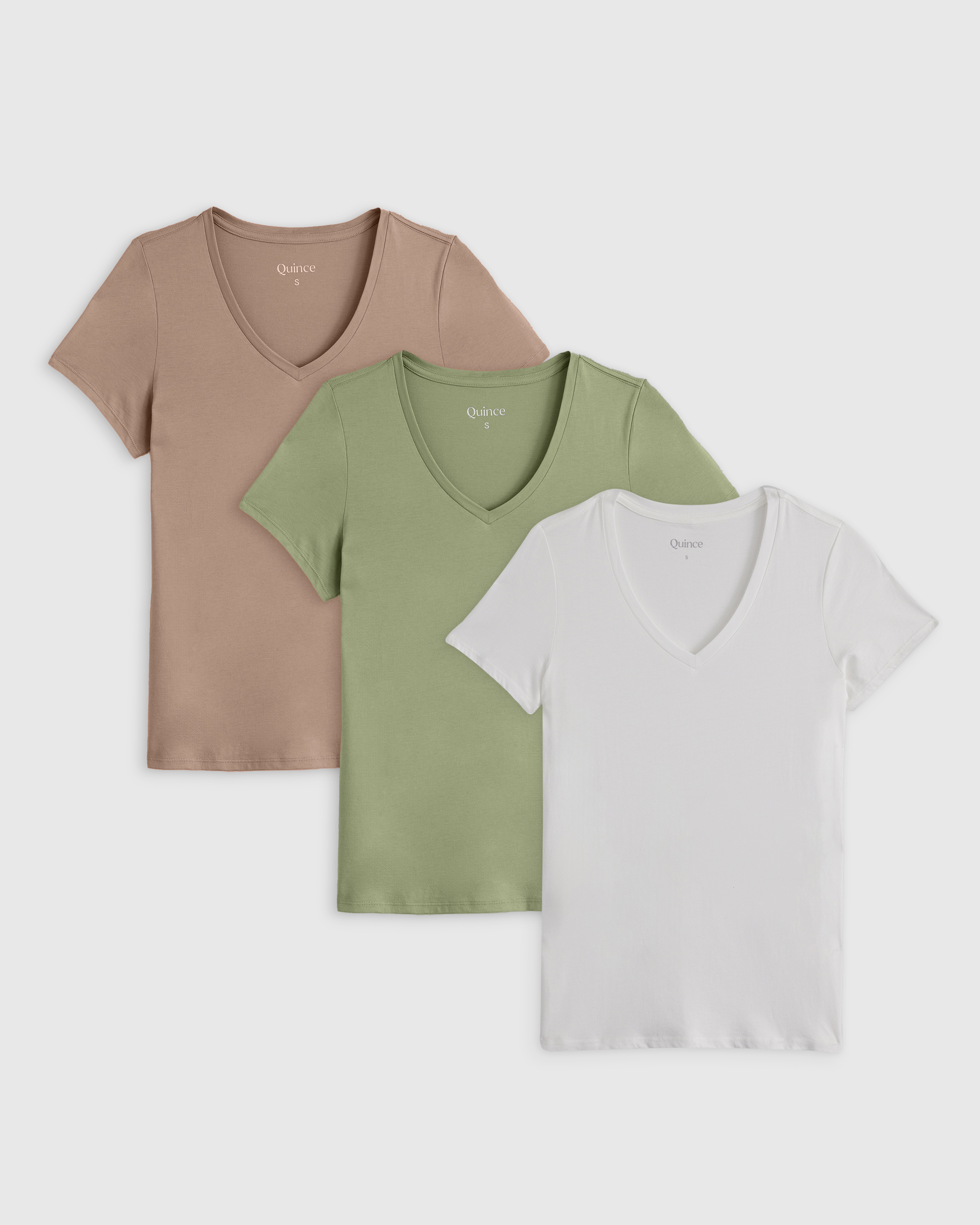 Dark Taupe Cotton Modal V Neck Tee 3 Pack Bundle