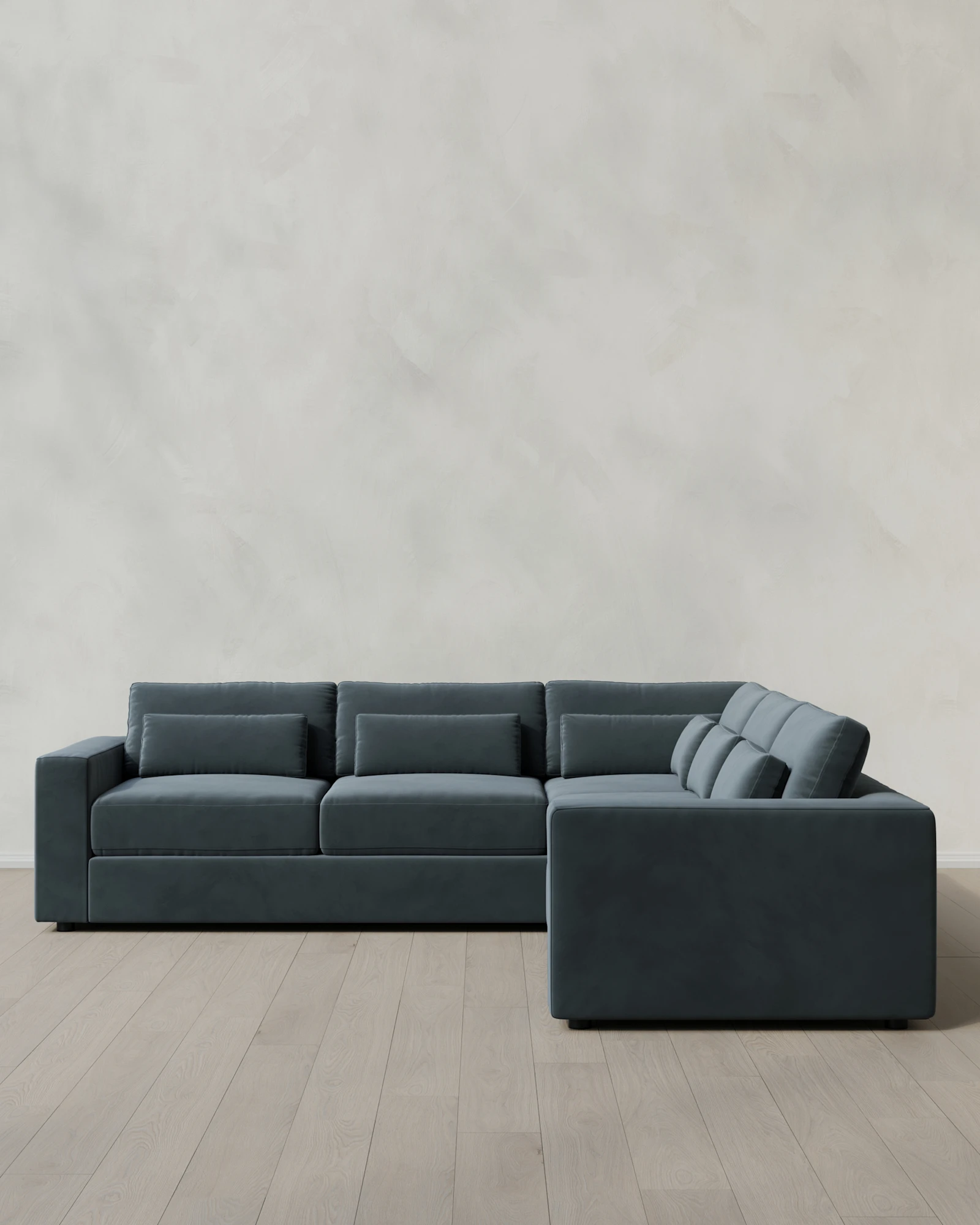 Square Arm Deep Seat L Sectional in Performance Velvet