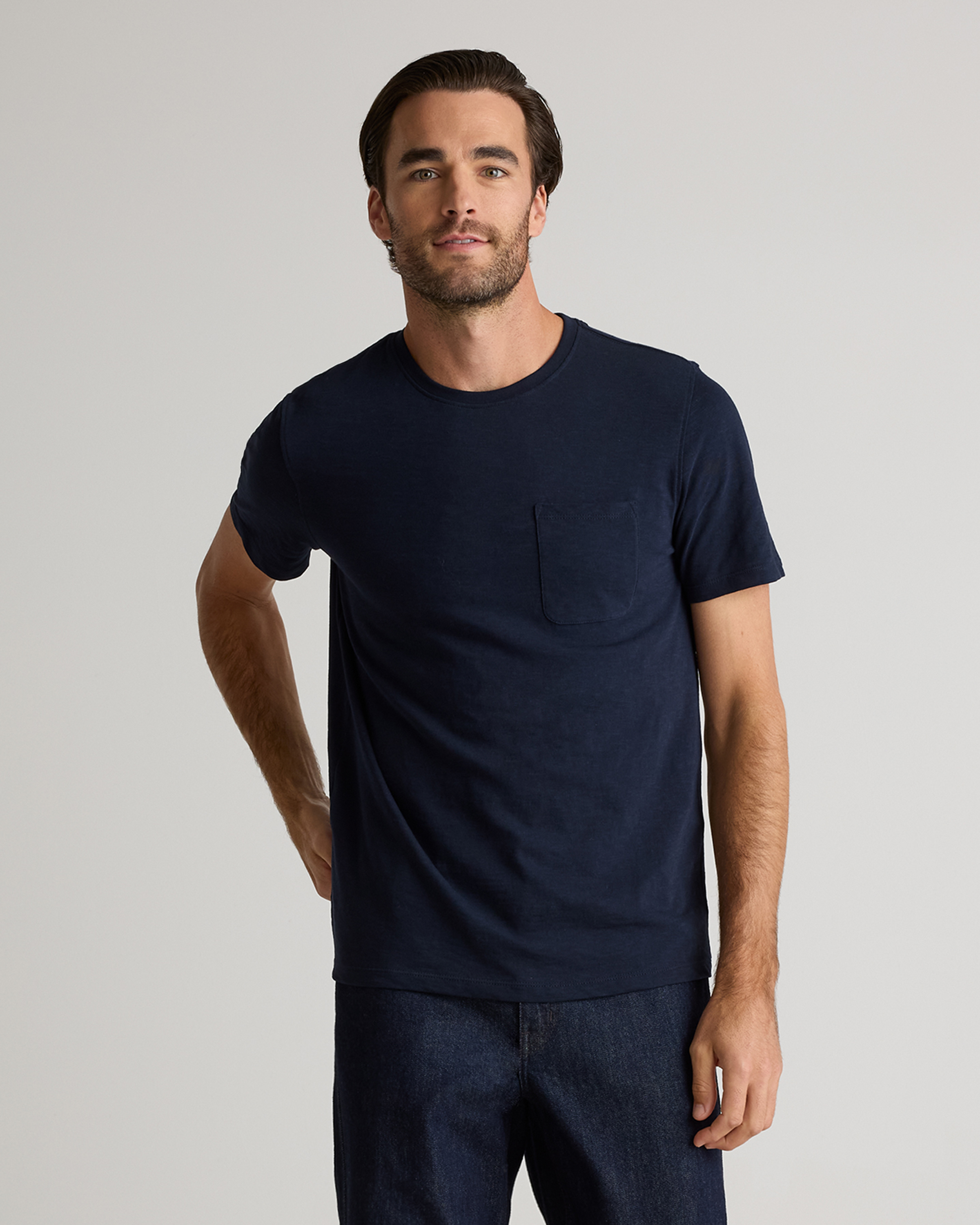 Deep Navy 100% Organic Cotton Slub Pocket Tee