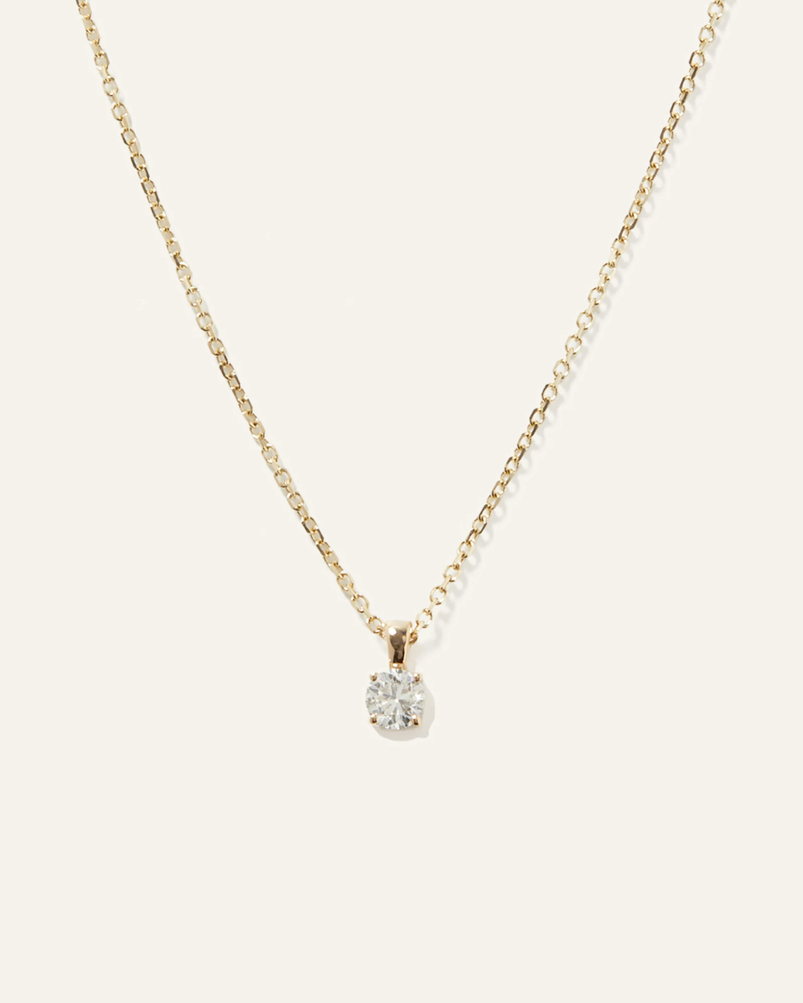 14k Gold Natural Diamond Solitaire Necklace